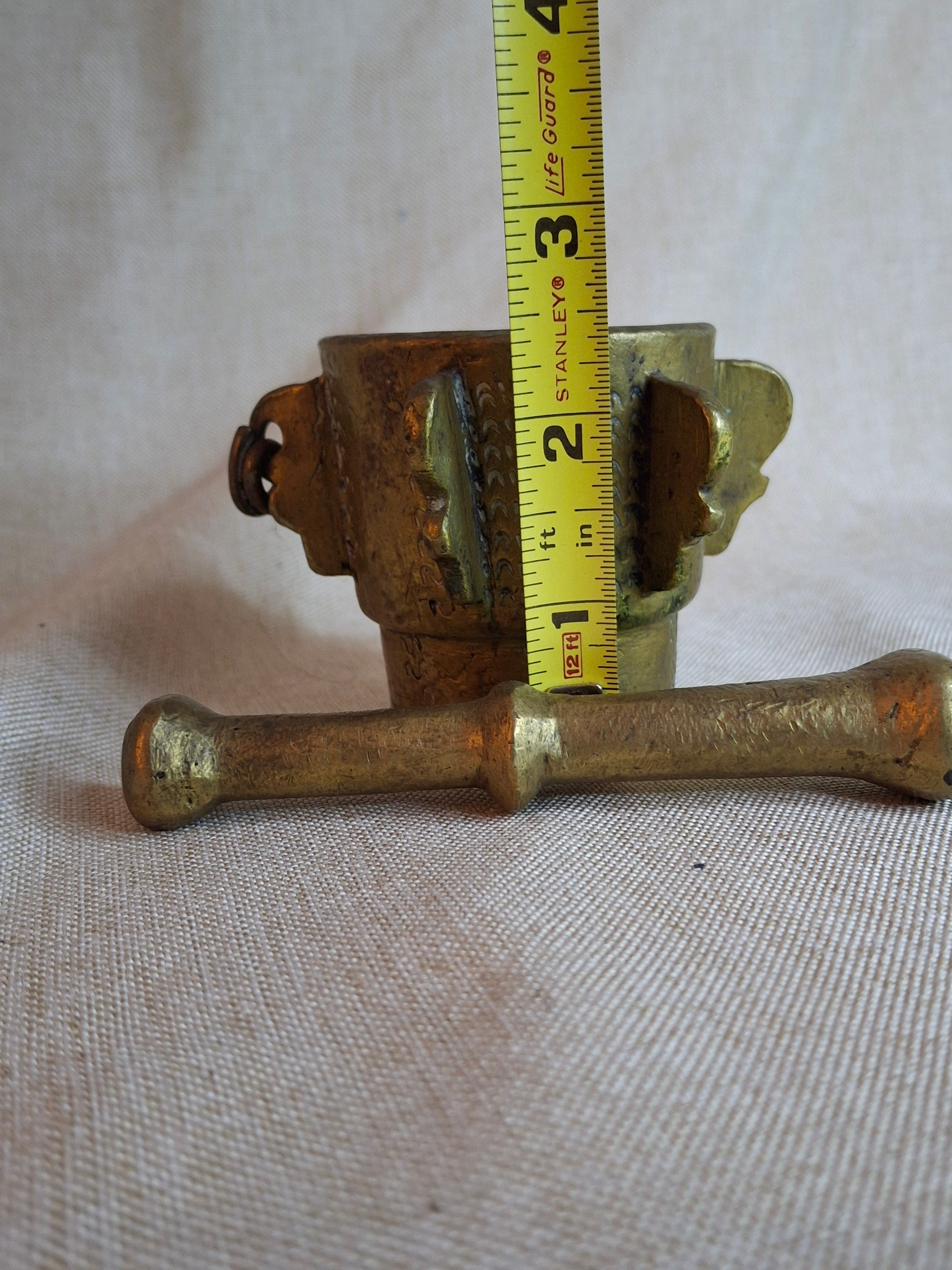 16th or 17th C? Spanish Renaissance Bronze Mortar and Pestle Ribbed Fin Judaica Antiquity