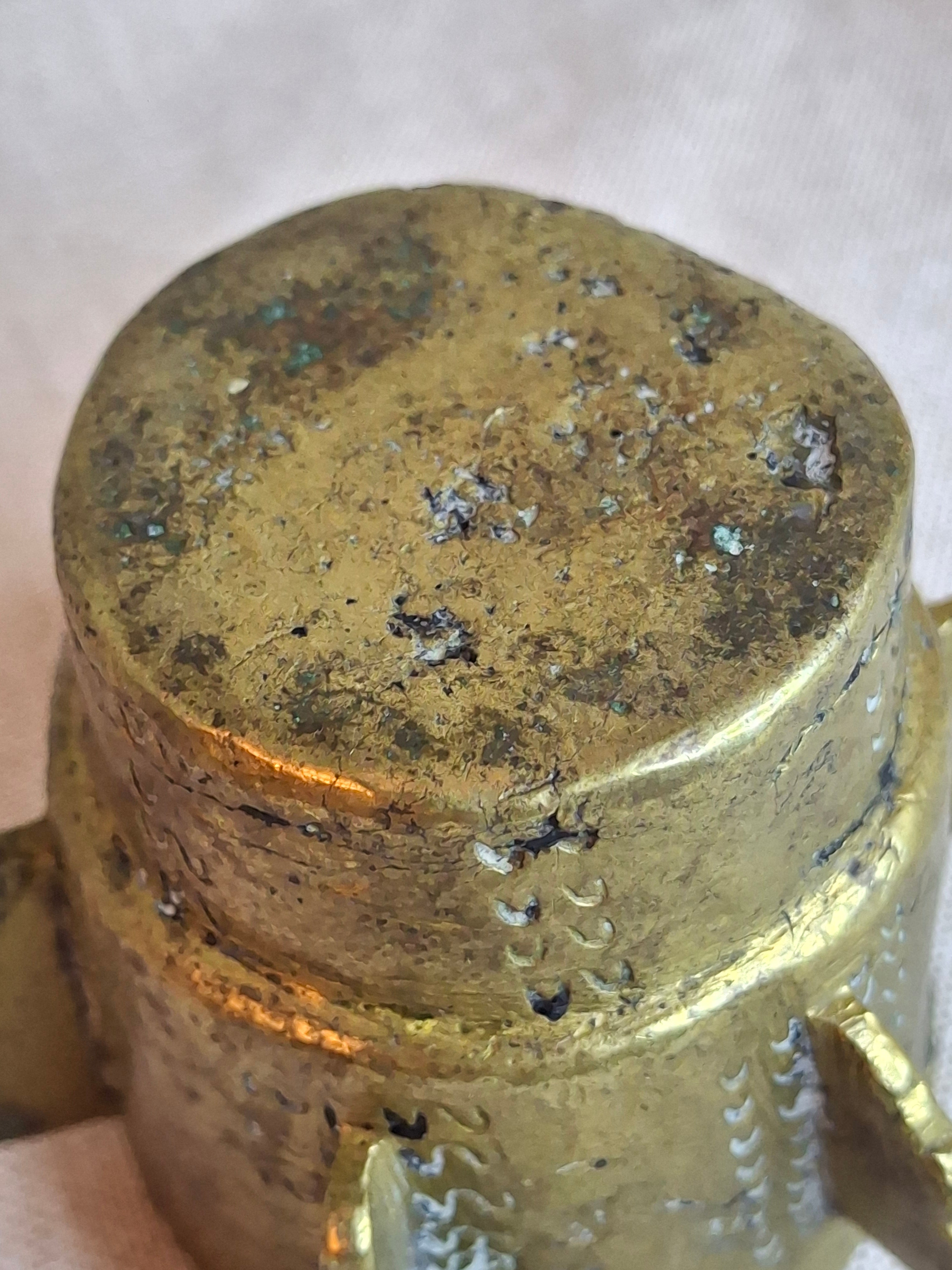 16th or 17th C? Spanish Renaissance Bronze Mortar and Pestle Ribbed Fin Judaica Antiquity