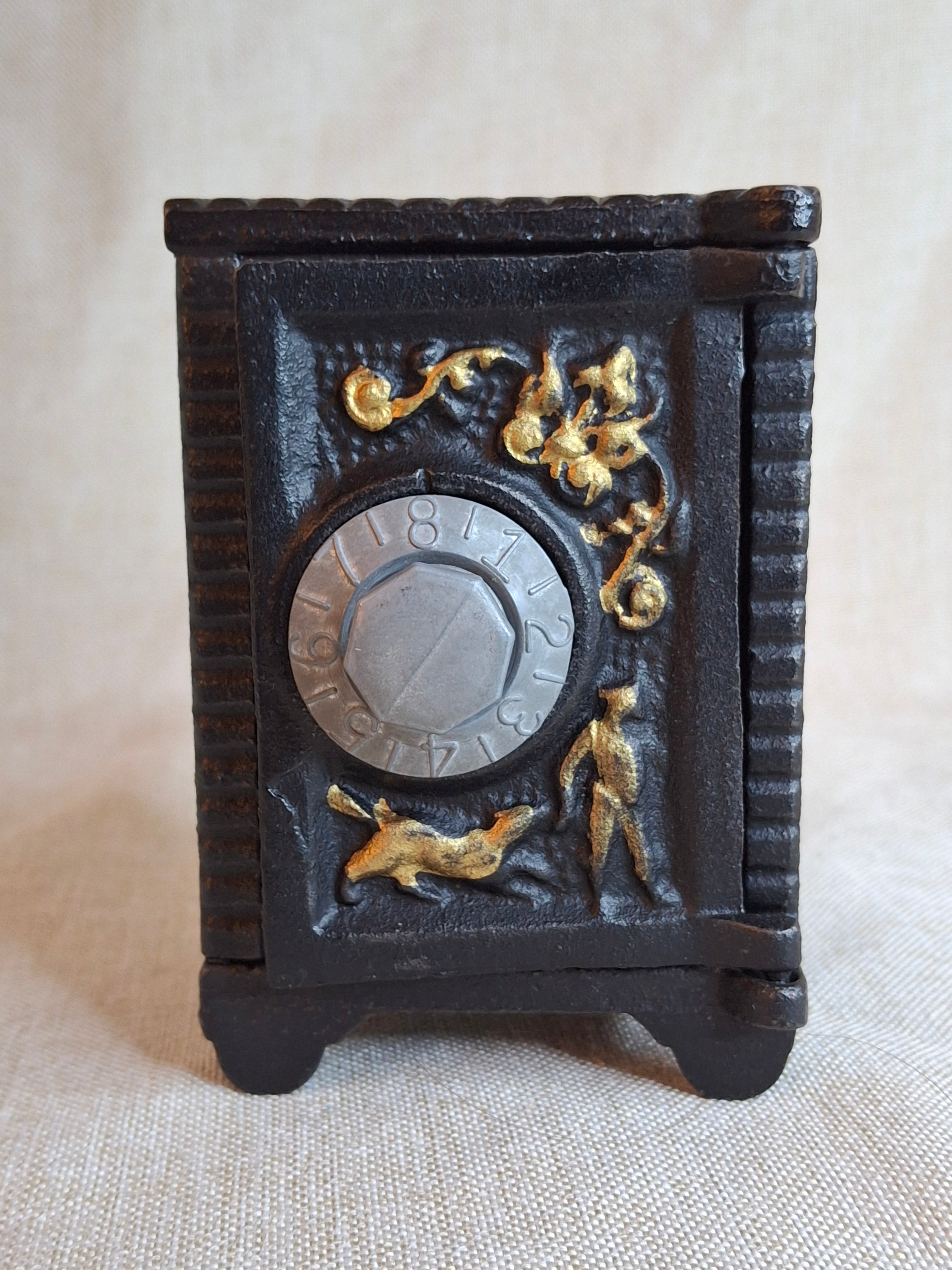 Antique Kenton Toys Cast Iron "Angel" Safe Still Bank 1911 Boy Dog Combination