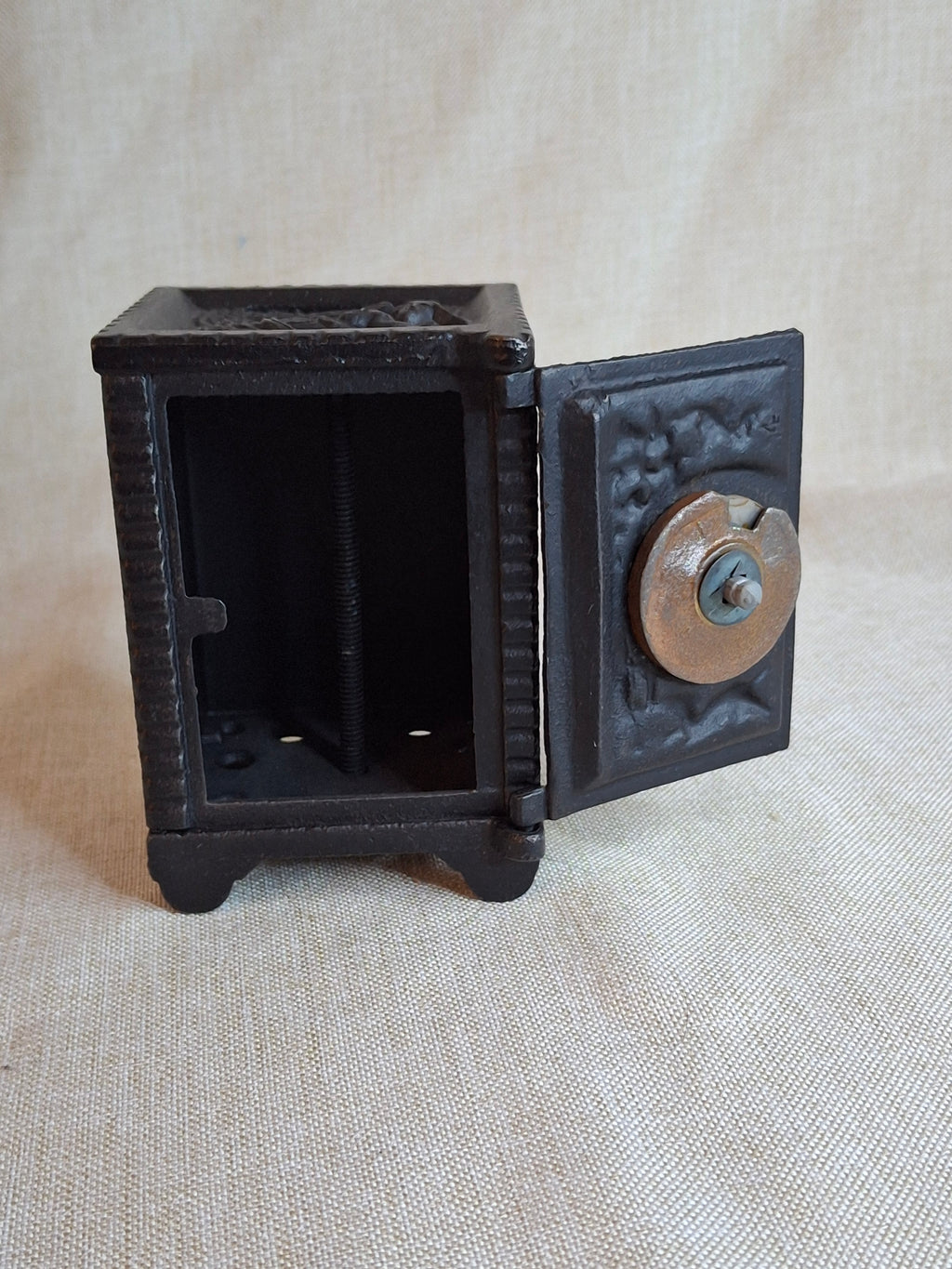 Antique Kenton Toys Cast Iron "Angel" Safe Still Bank 1911 Boy Dog Combination