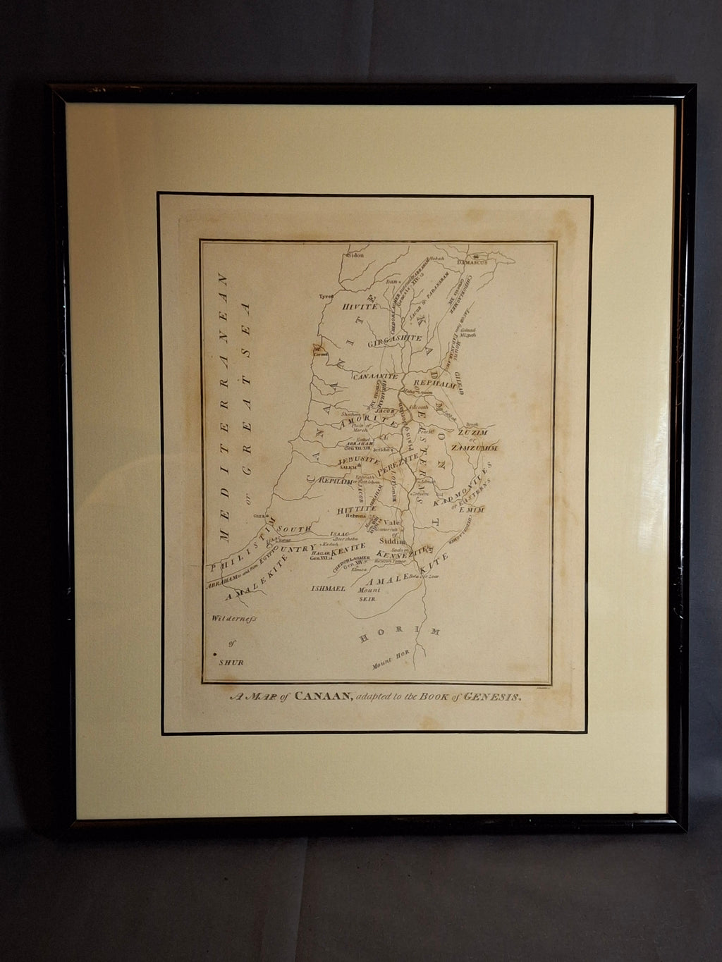 1836 Charles Taylor Antique Map of Canaan Book of Genesis Holy Land Engraving