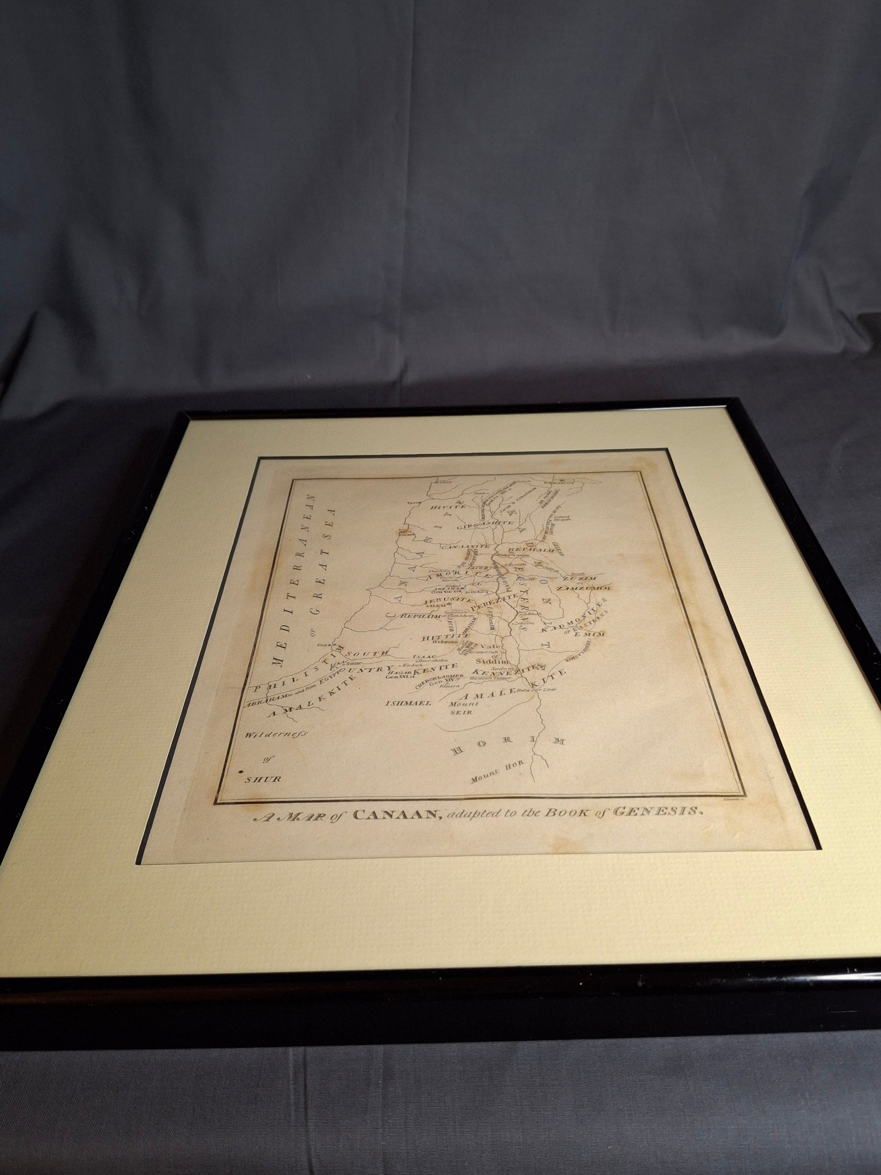 1836 Charles Taylor Antique Map of Canaan Book of Genesis Holy Land Engraving