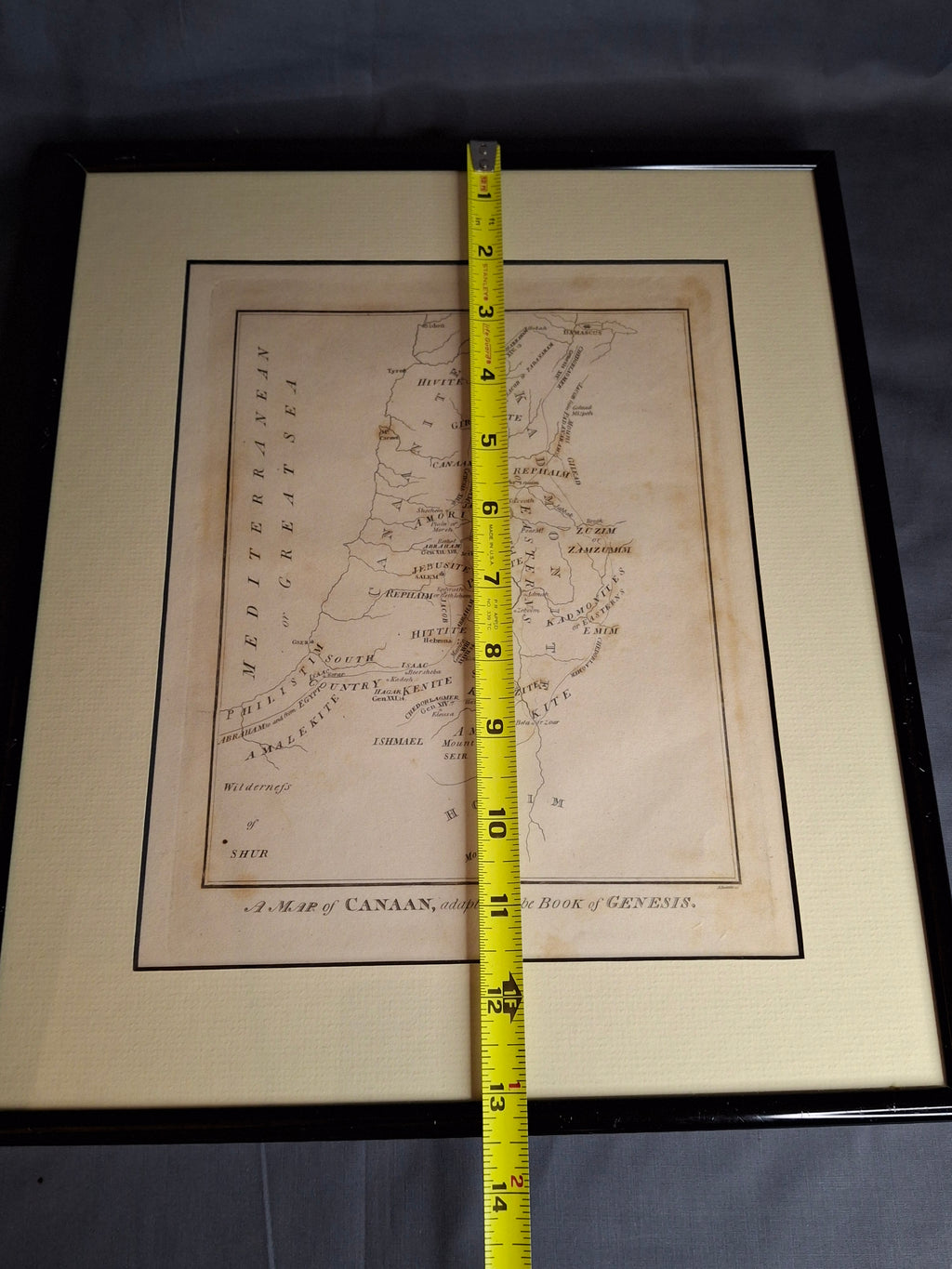 1836 Charles Taylor Antique Map of Canaan Book of Genesis Holy Land Engraving