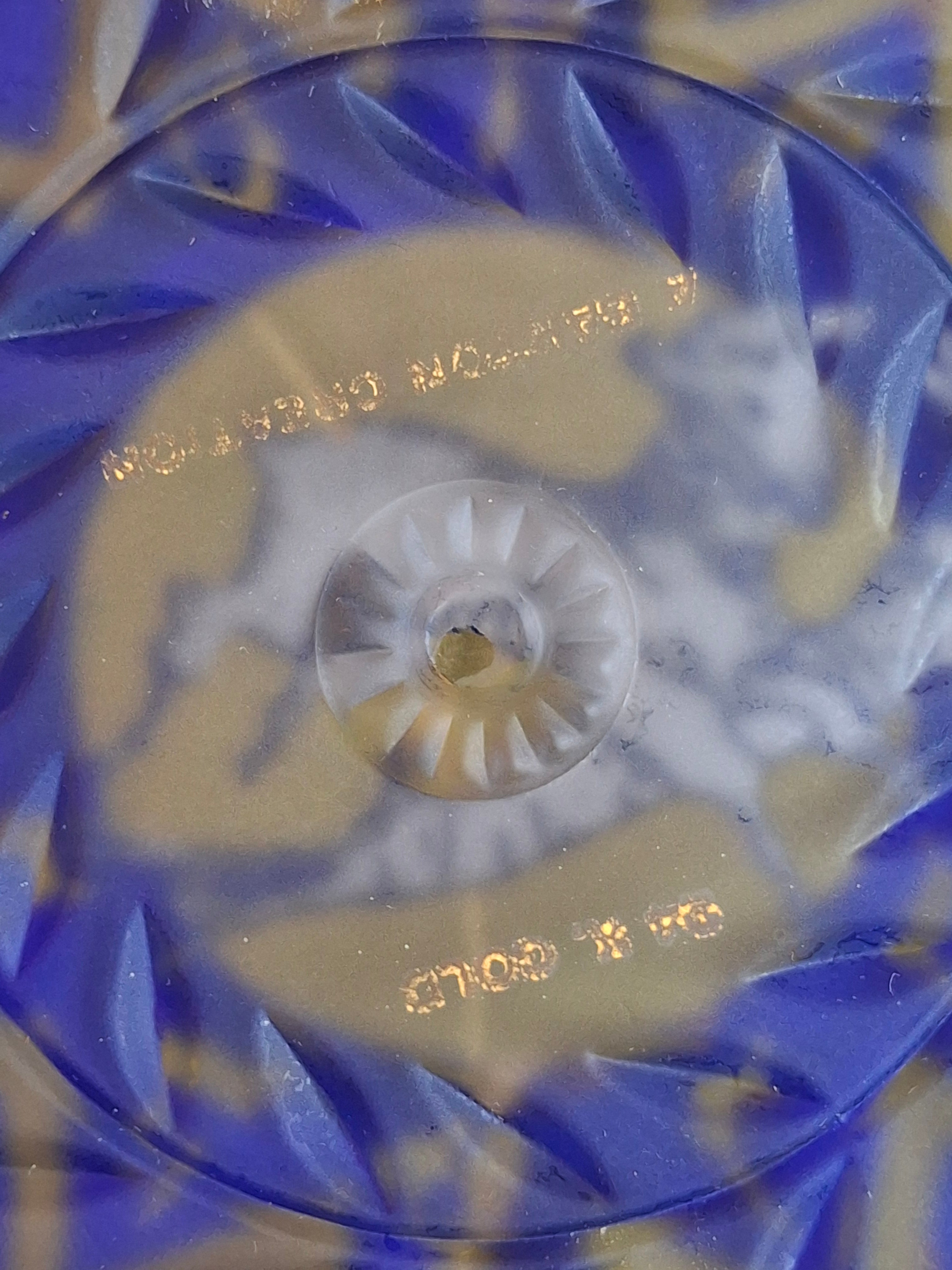 Vintage A. Barton Creation 24K Gold & Cobalt Blue Glass Seder Plate - 13.25"