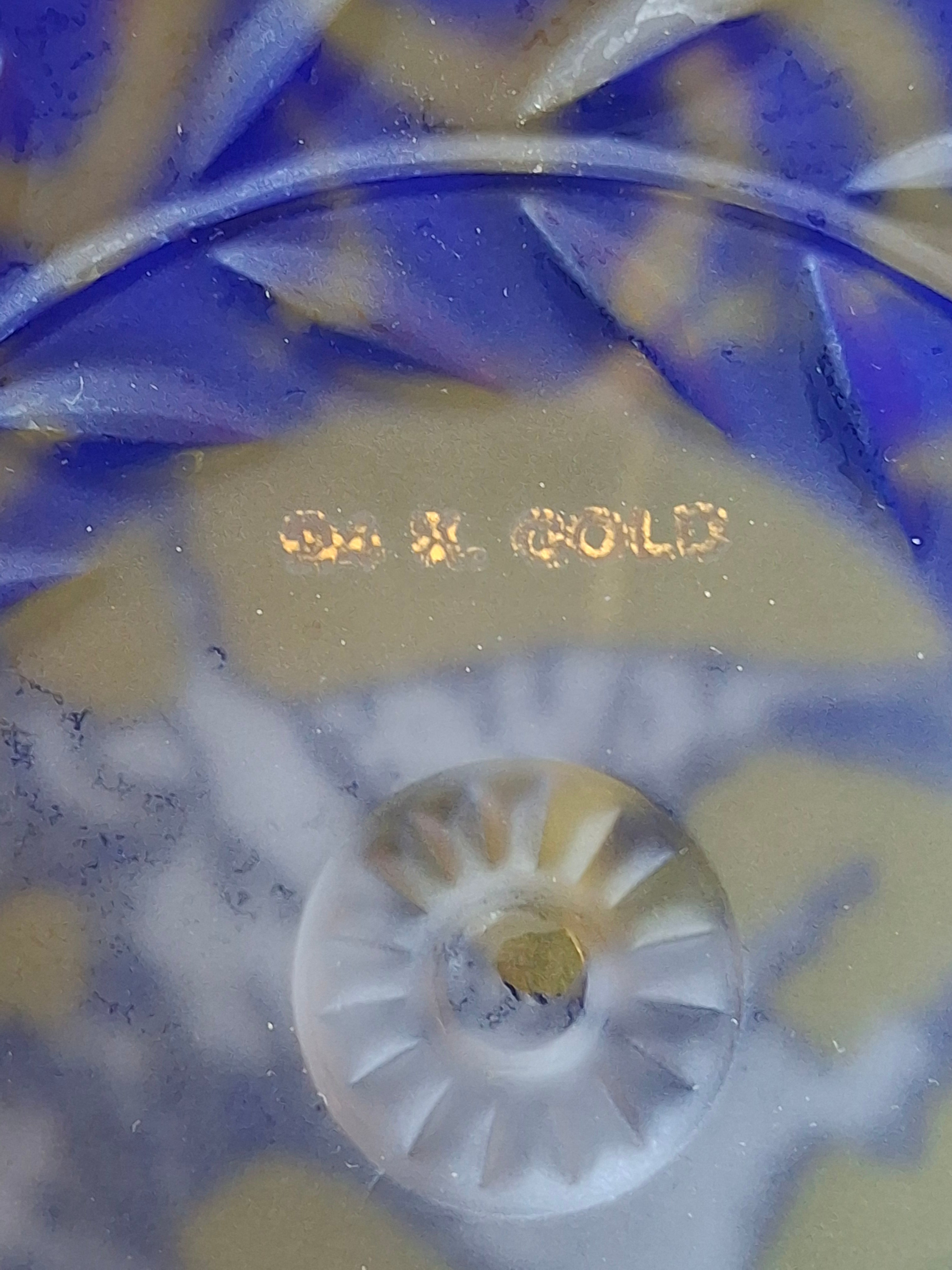 Vintage A. Barton Creation 24K Gold & Cobalt Blue Glass Seder Plate - 13.25"
