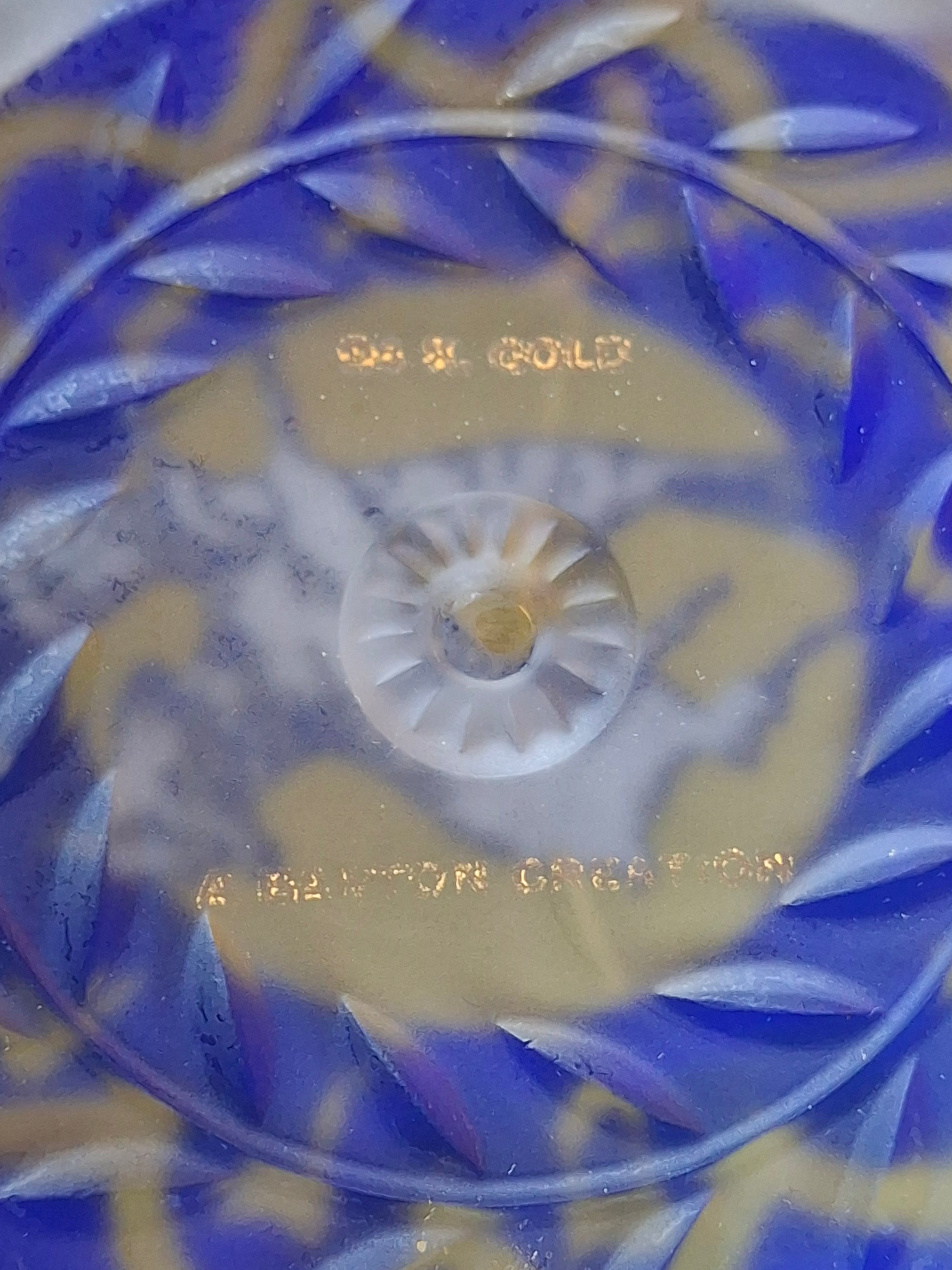 Vintage A. Barton Creation 24K Gold & Cobalt Blue Glass Seder Plate - 13.25"