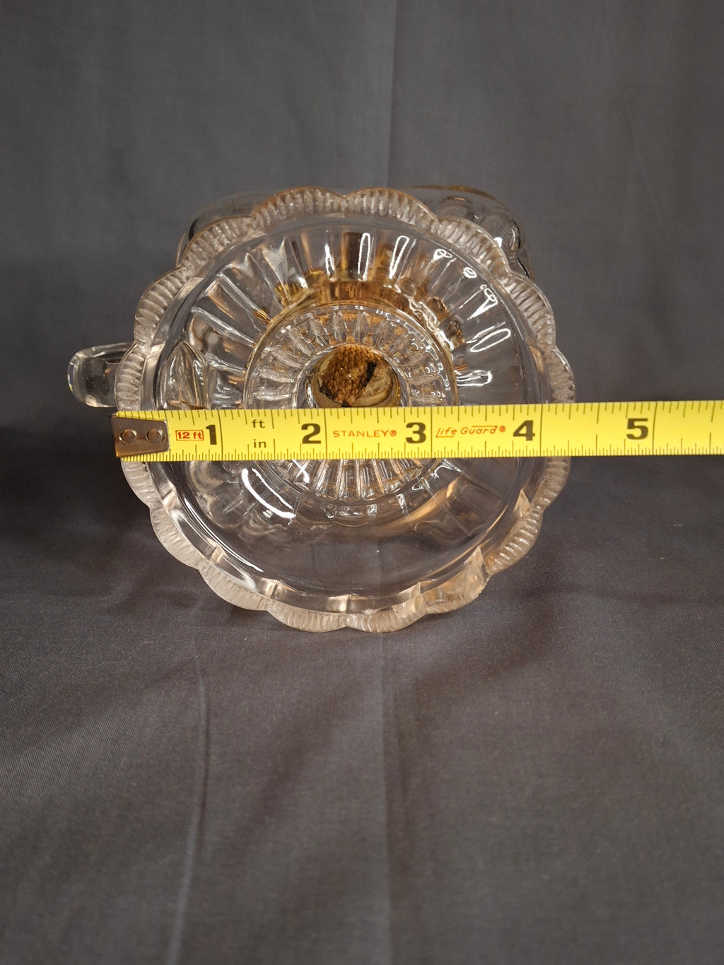 Antique EAPG Clear Beaded Swirl Kerosene Finger Lamp Eagle Burner Duncan No 335