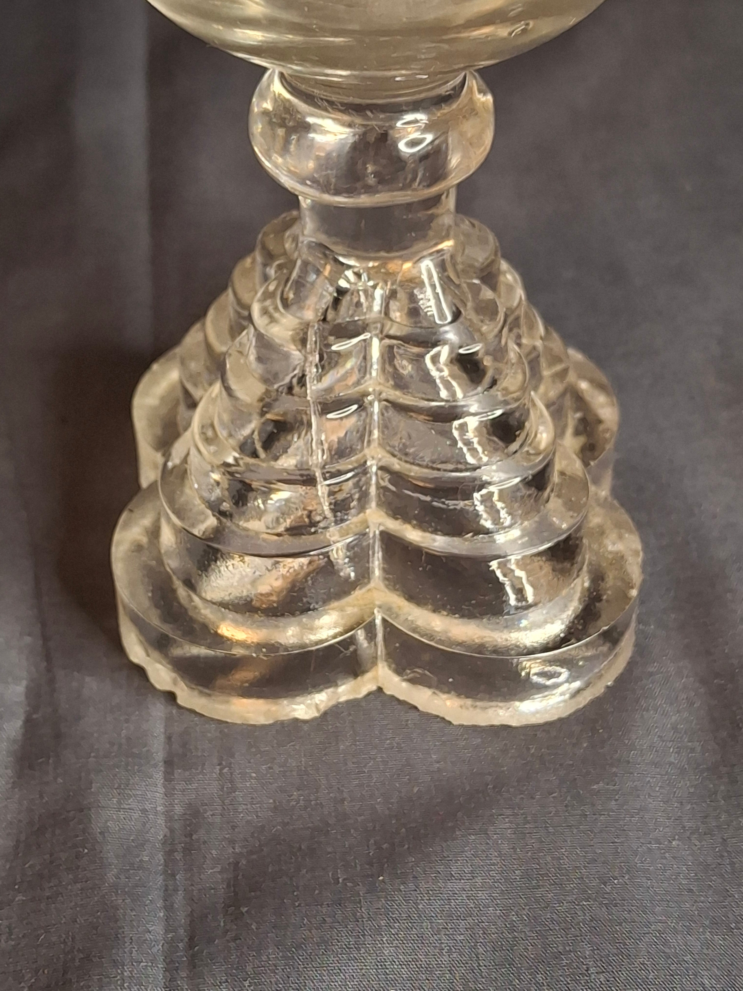 Antique EAPG Heart Pattern Miniature Oil Lamp Whale Oil Kerosene Font 19th Century