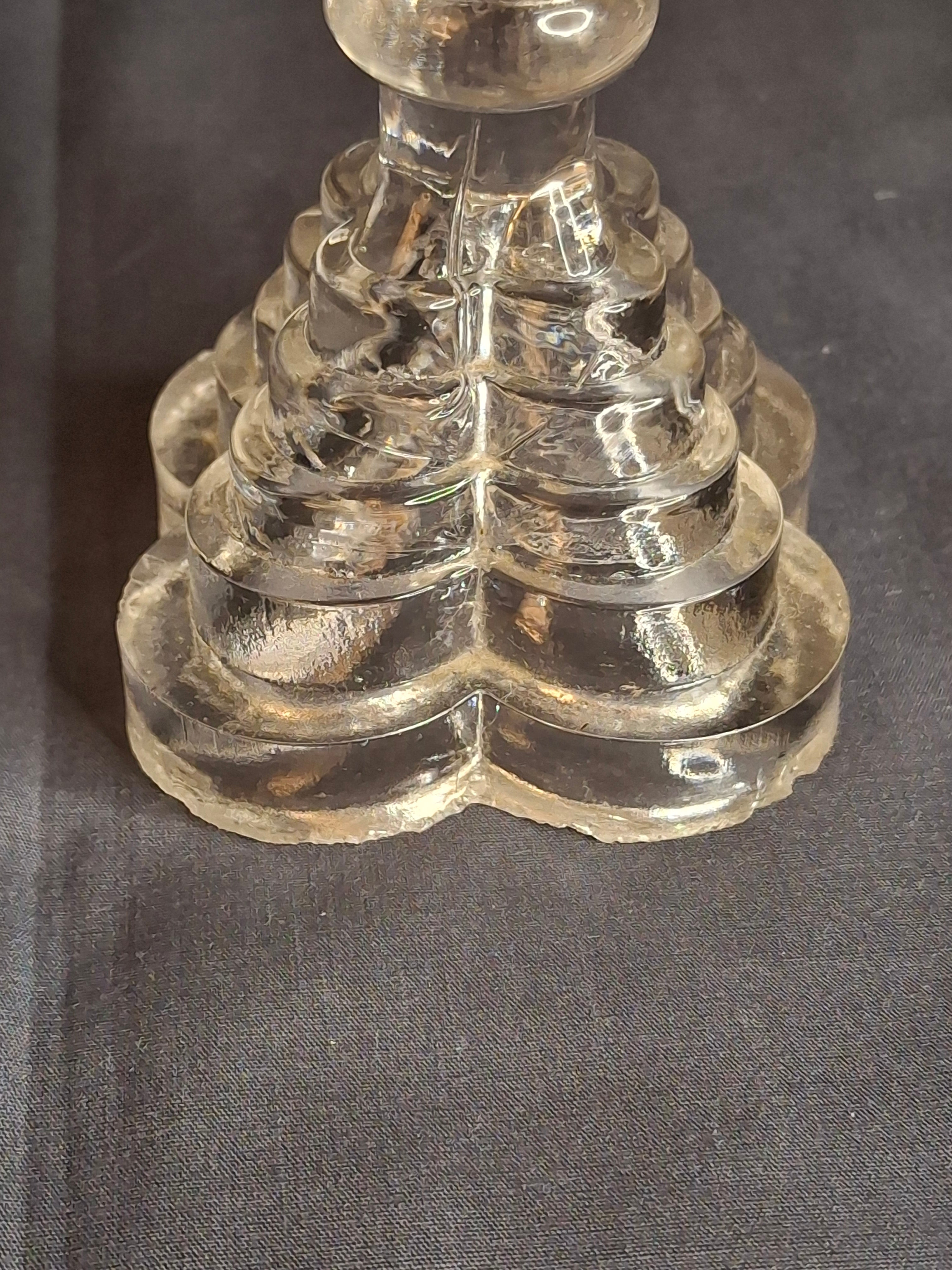 Antique EAPG Heart Pattern Miniature Oil Lamp Whale Oil Kerosene Font 19th Century