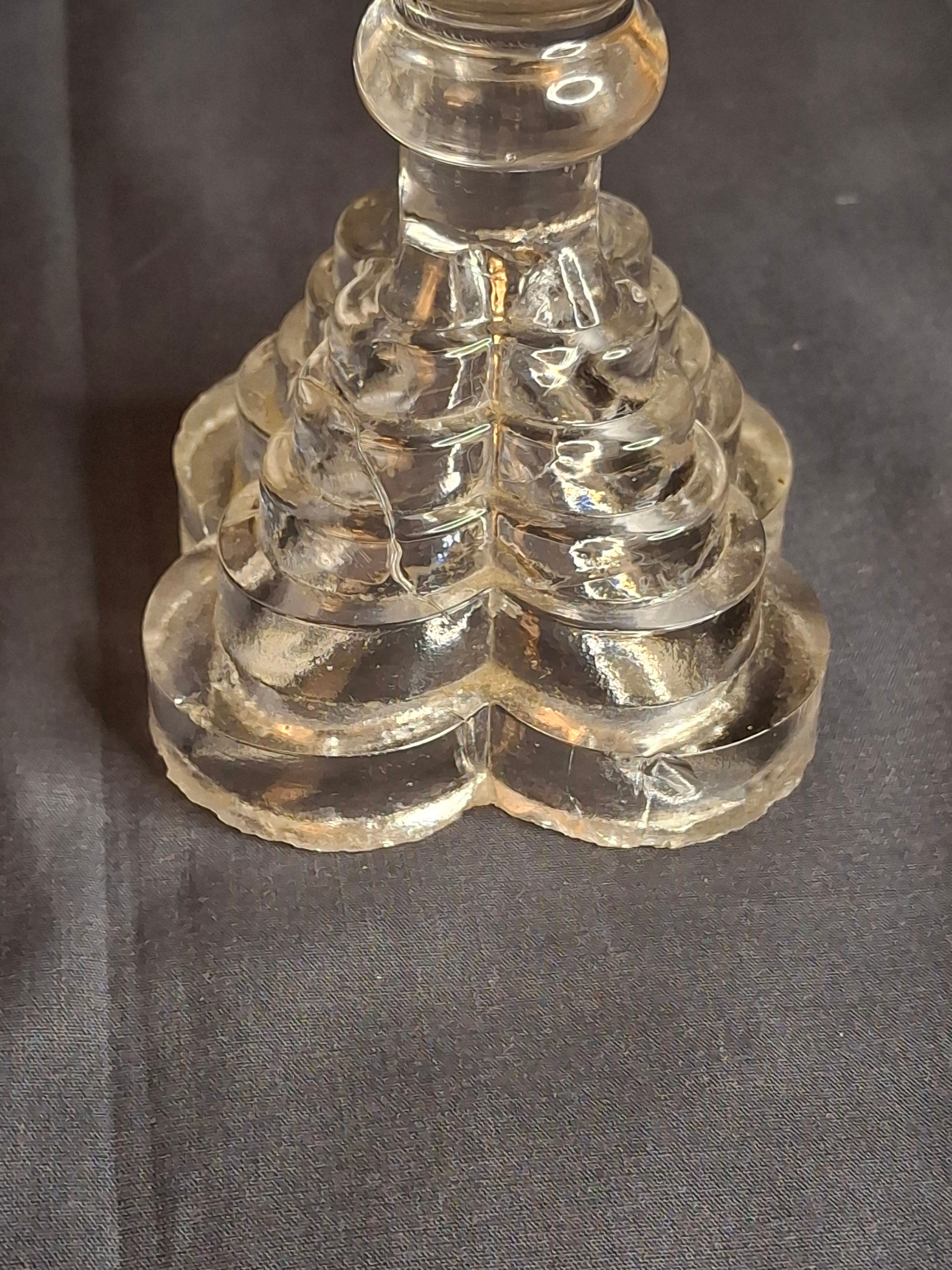 Antique EAPG Heart Pattern Miniature Oil Lamp Whale Oil Kerosene Font 19th Century