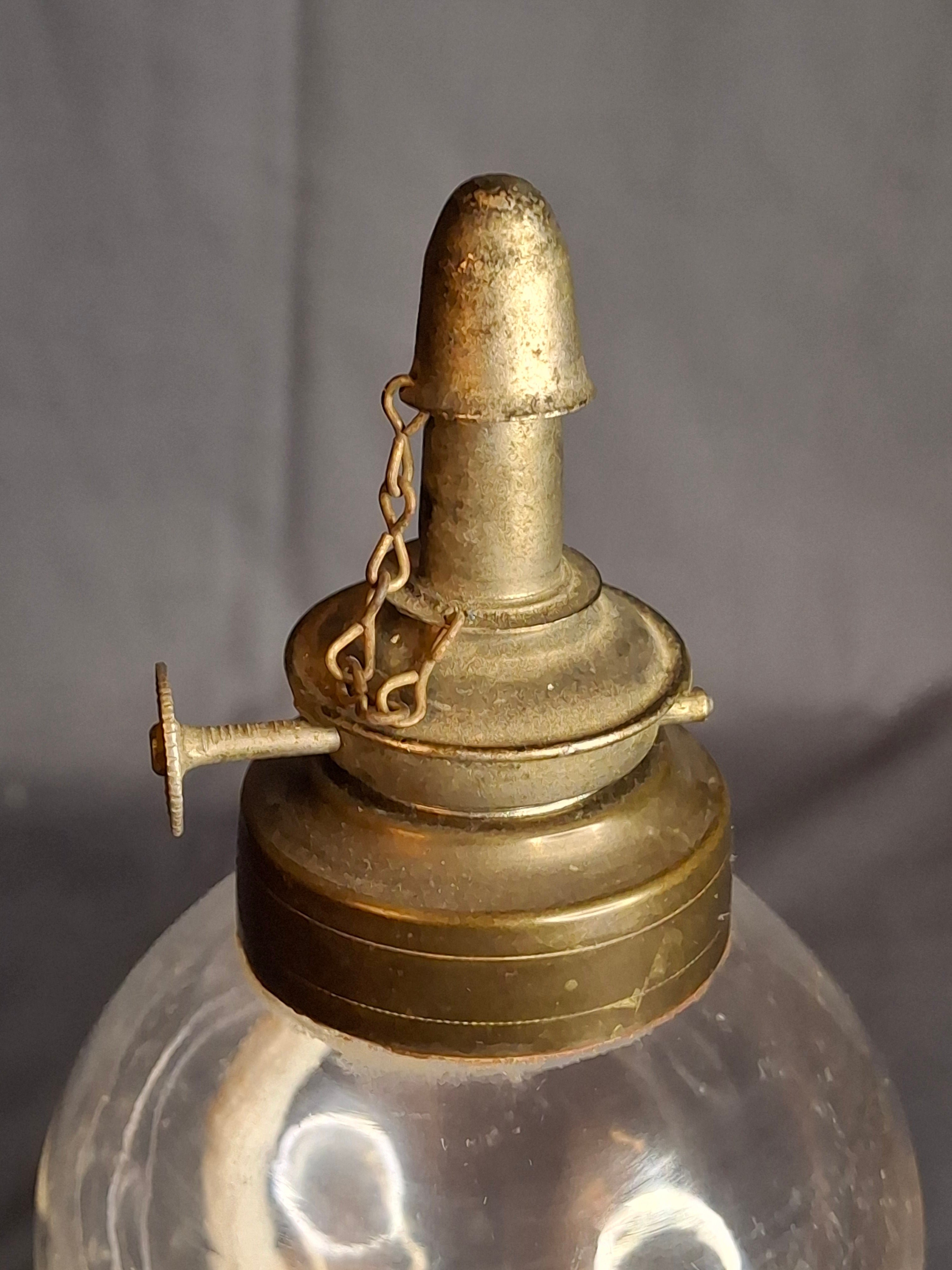 Antique EAPG Heart Pattern Miniature Oil Lamp Whale Oil Kerosene Font 19th Century