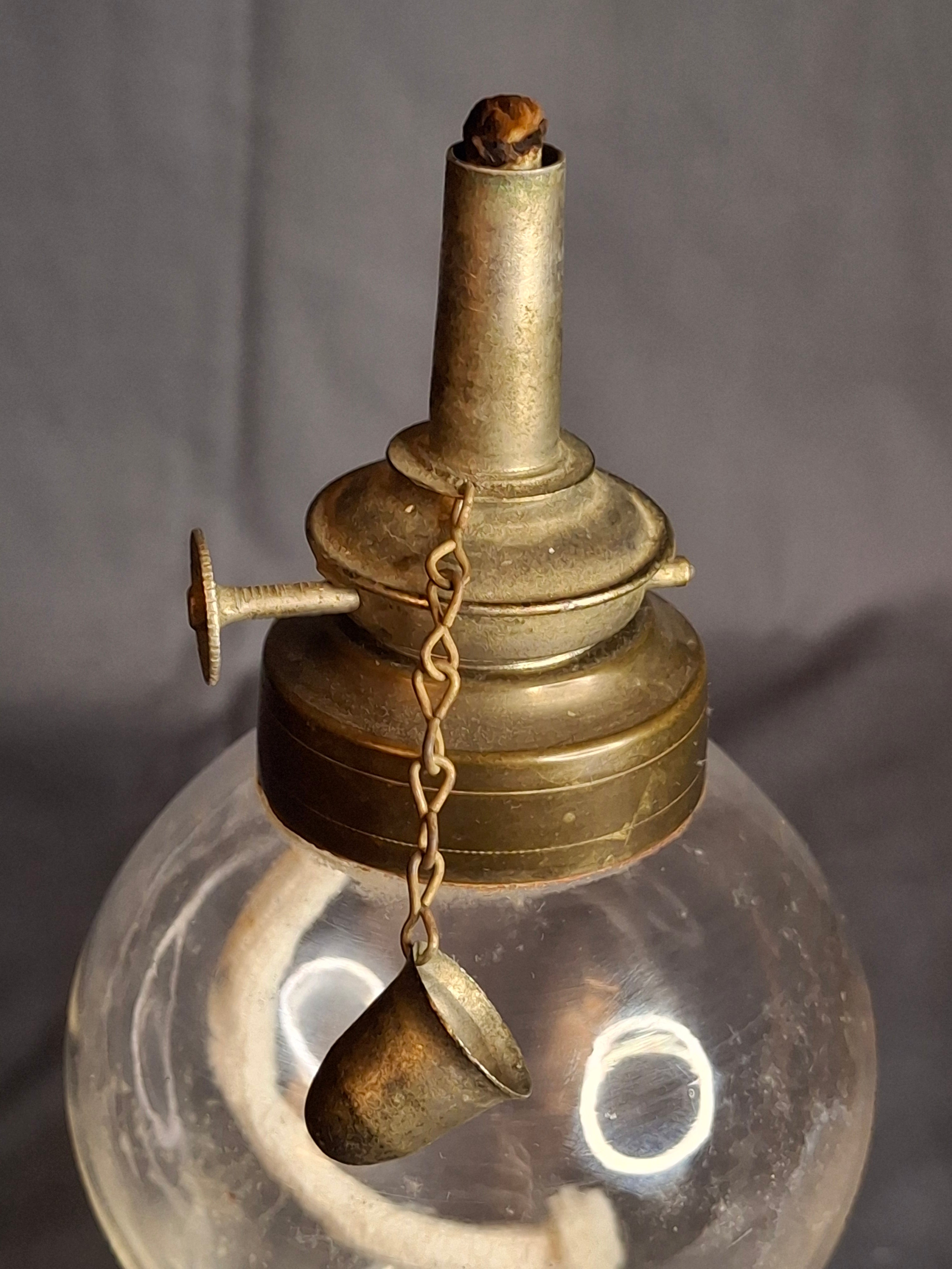 Antique EAPG Heart Pattern Miniature Oil Lamp Whale Oil Kerosene Font 19th Century