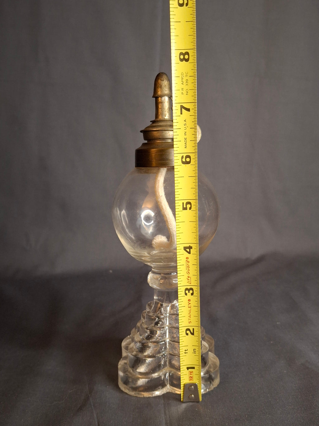 Antique EAPG Heart Pattern Miniature Oil Lamp Whale Oil Kerosene Font 19th Century