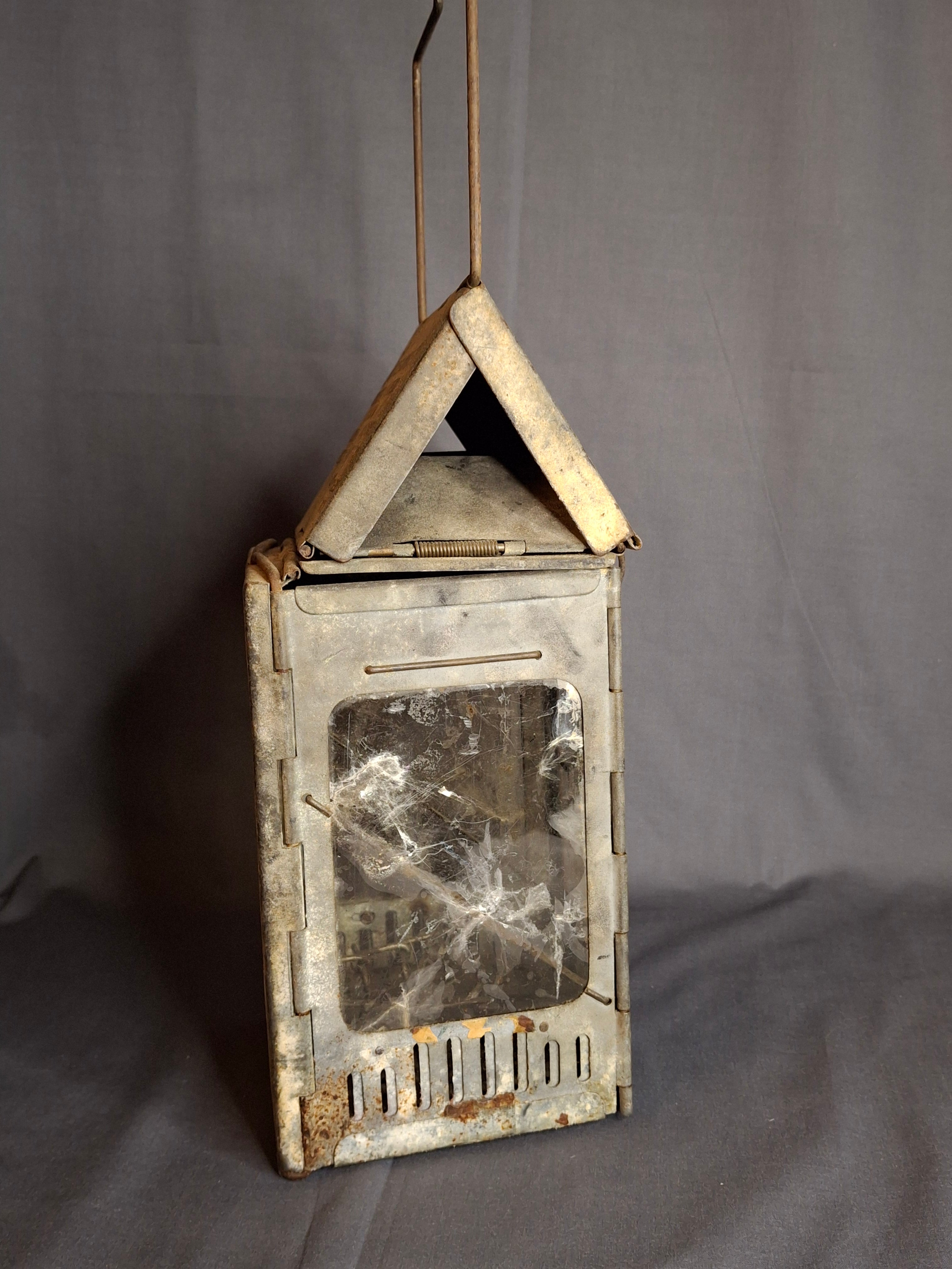 Antique WWI Stonebridge Folding Lantern 1906 Pat US Army Medical Corps Trench Light Mica Windows