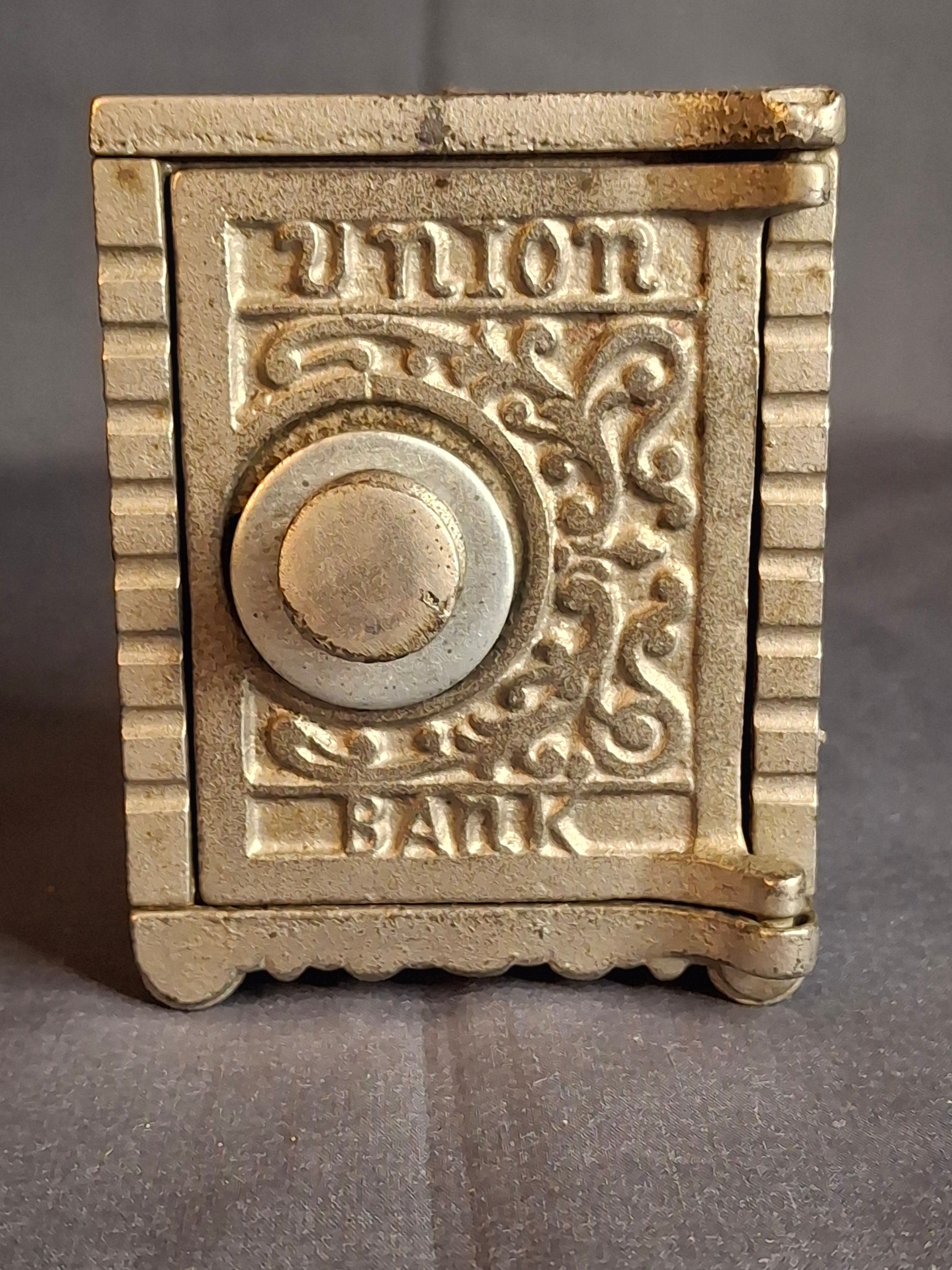 Antique Kenton Brand Union Bank Cast Iron Safe Still Coin Bank, Circa 1910