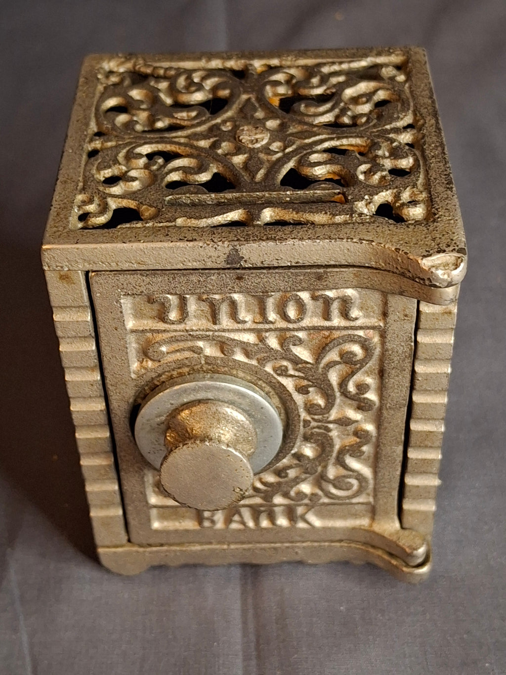 Antique Kenton Brand Union Bank Cast Iron Safe Still Coin Bank, Circa 1910