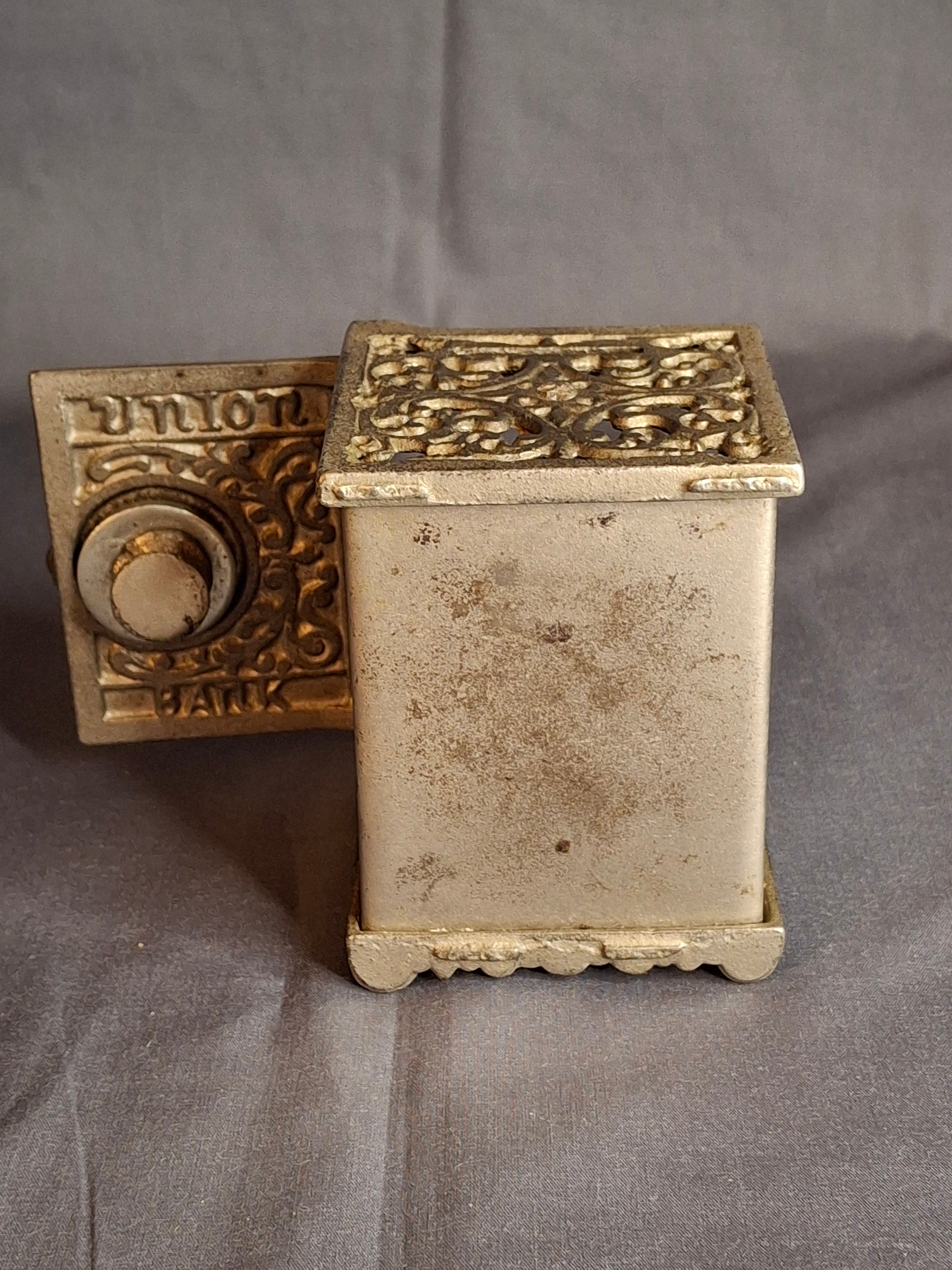 Antique Kenton Brand Union Bank Cast Iron Safe Still Coin Bank, Circa 1910