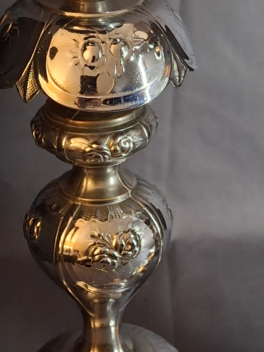 Antique Norblin Warszawa Silverplate Shabbat Candlesticks 12" Rose Judaica Pair 1890