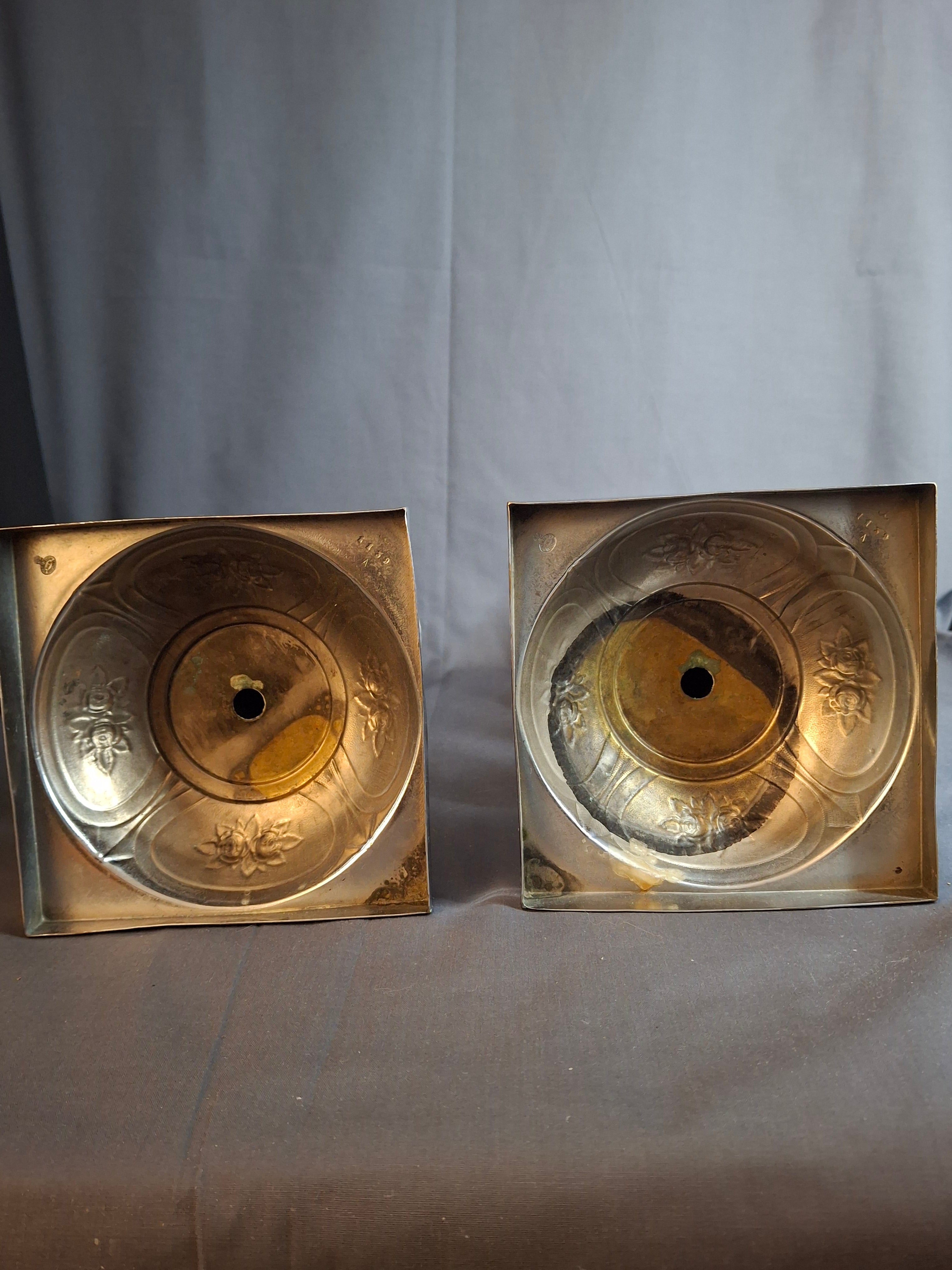 Antique Norblin Warszawa Silverplate Shabbat Candlesticks 12" Rose Judaica Pair 1890