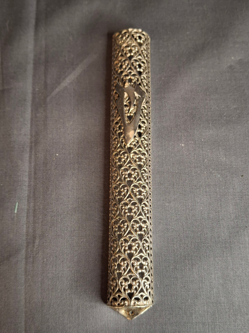Vintage Bezalel Israel Sterling Silver Filigree Mezuzah Case 925 Judaica 5.25"