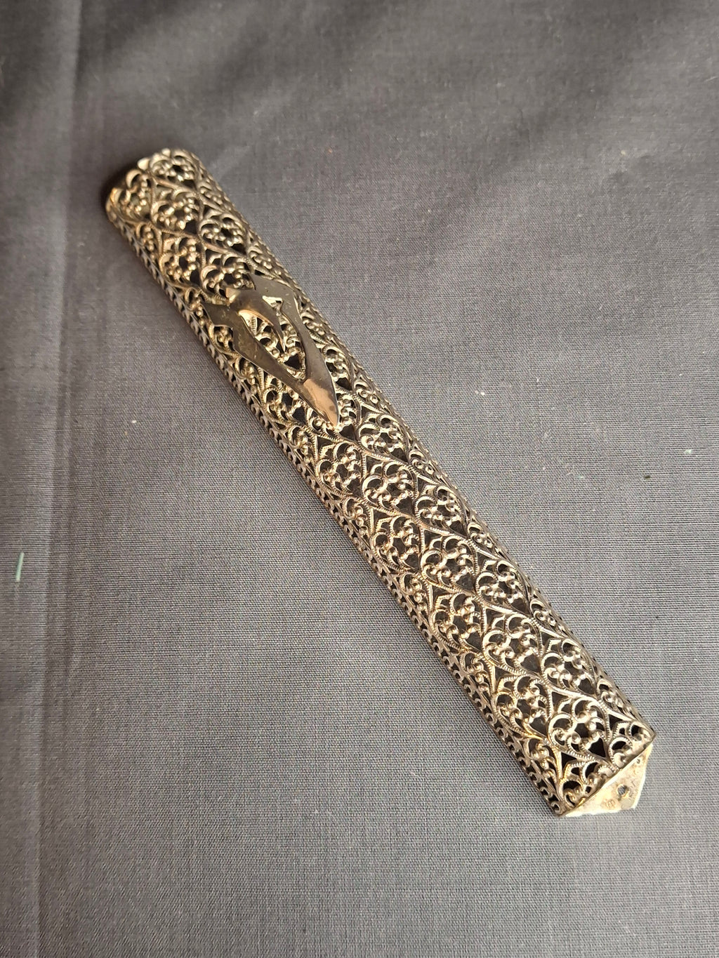 Vintage Bezalel Israel Sterling Silver Filigree Mezuzah Case 925 Judaica 5.25"