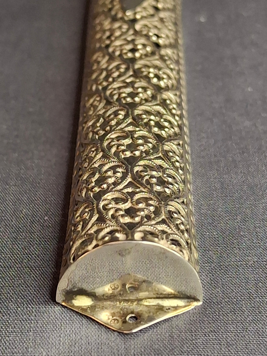 Vintage Bezalel Israel Sterling Silver Filigree Mezuzah Case 925 Judaica 5.25"