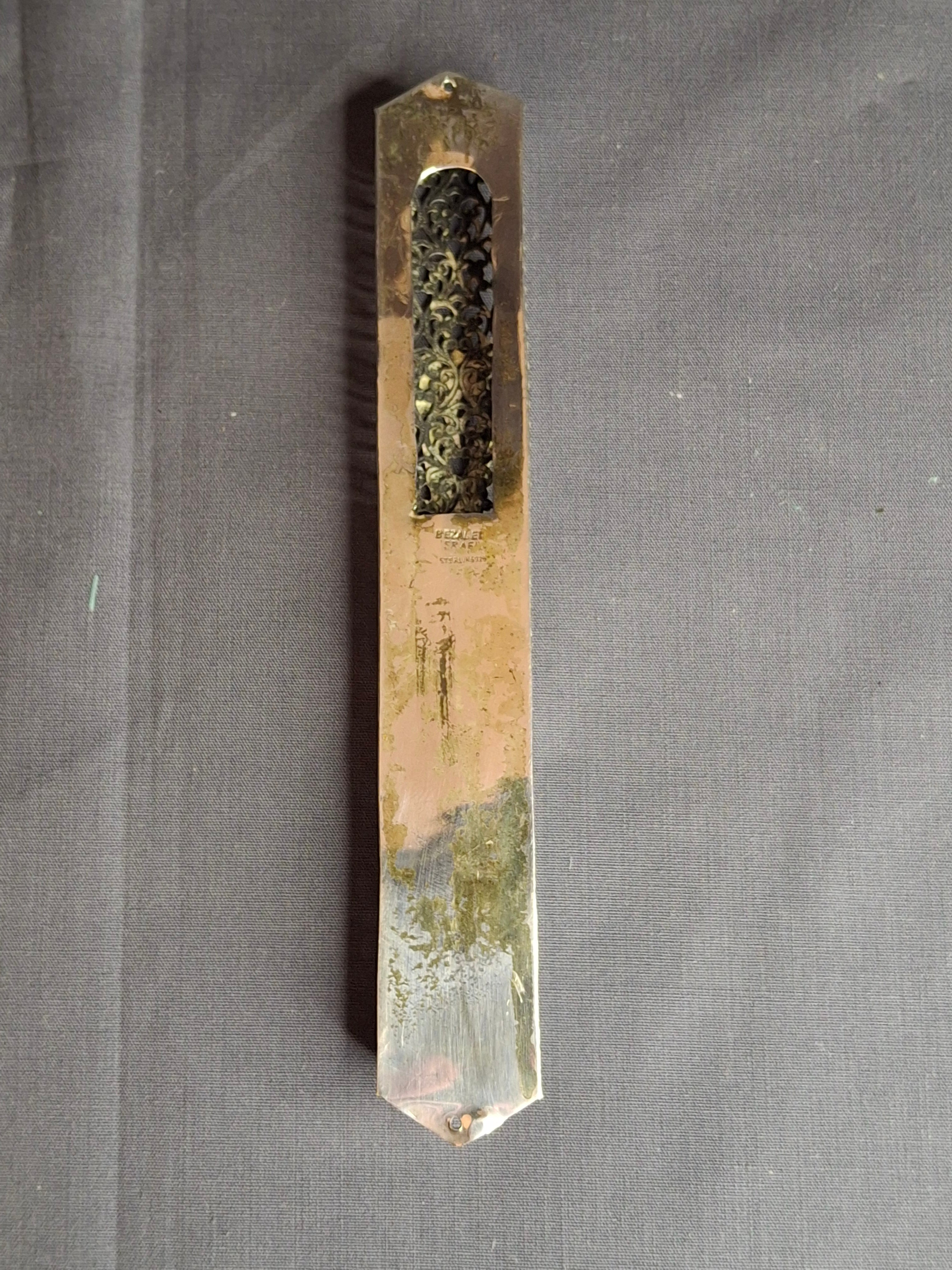 Vintage Bezalel Israel Sterling Silver Filigree Mezuzah Case 925 Judaica 5.25"