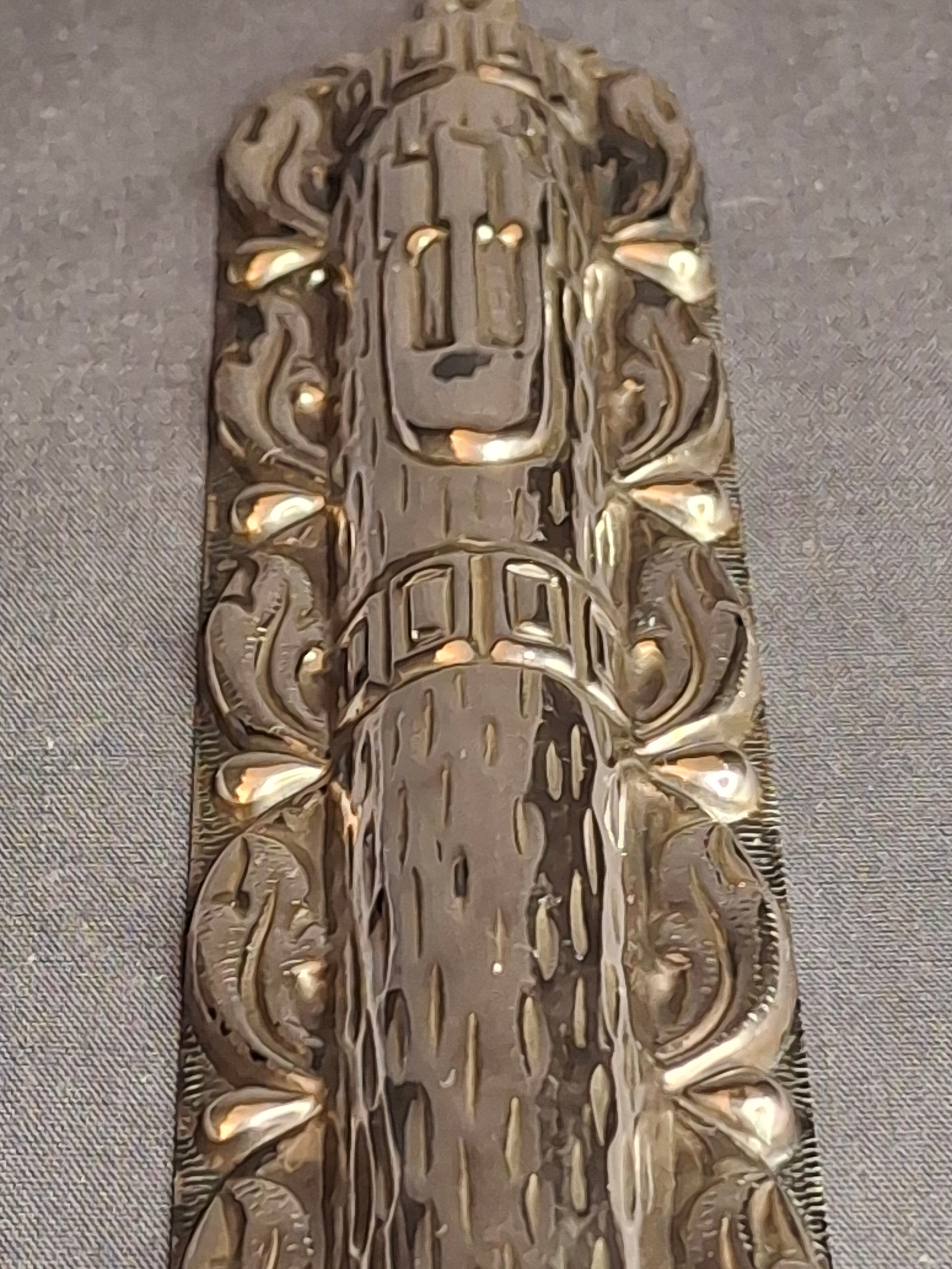 Sterling Silver 925 Repousse Mezuzah Case 6" Bark & Scrollwork