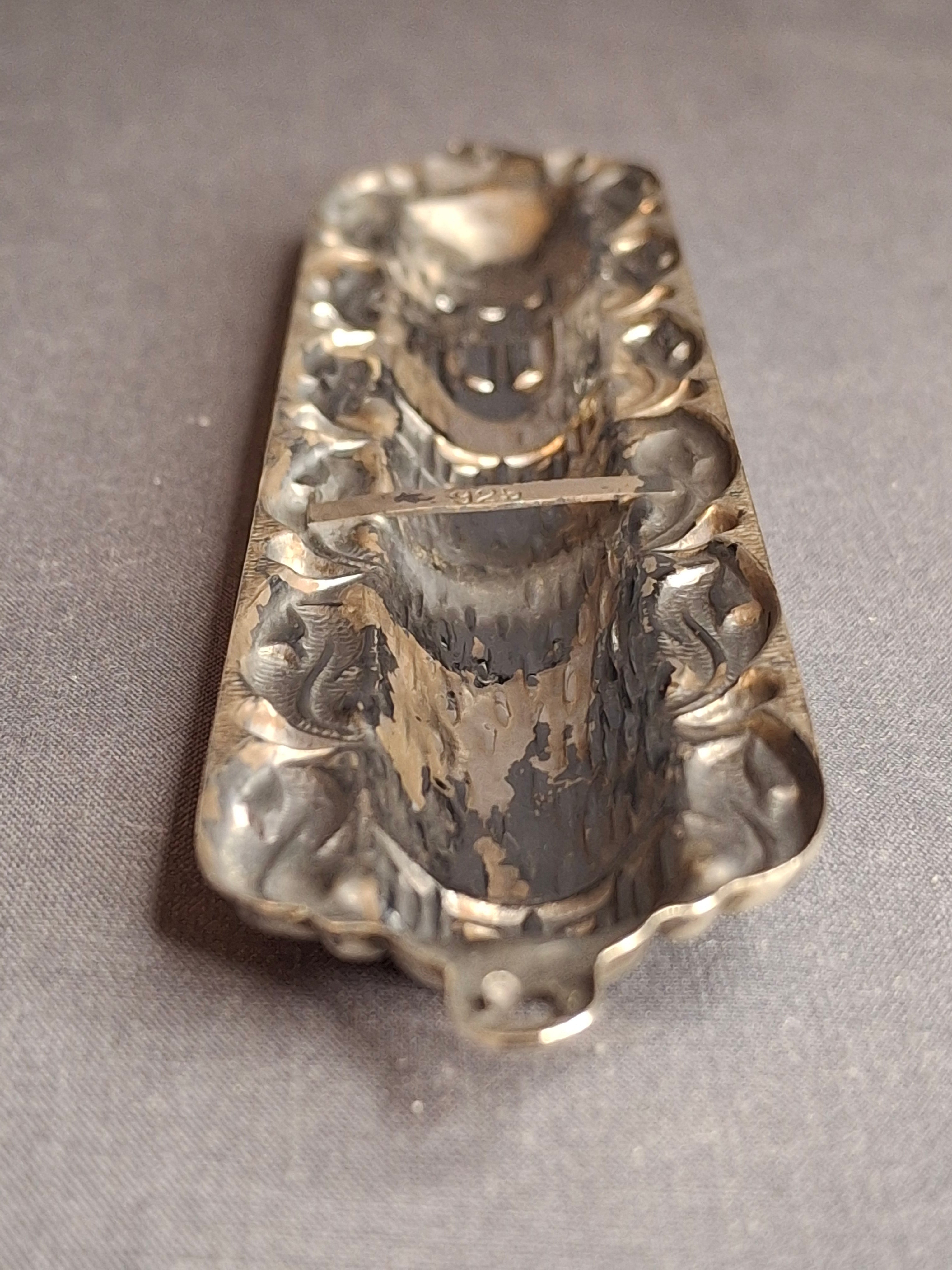 Sterling Silver 925 Repousse Mezuzah Case 6" Bark & Scrollwork
