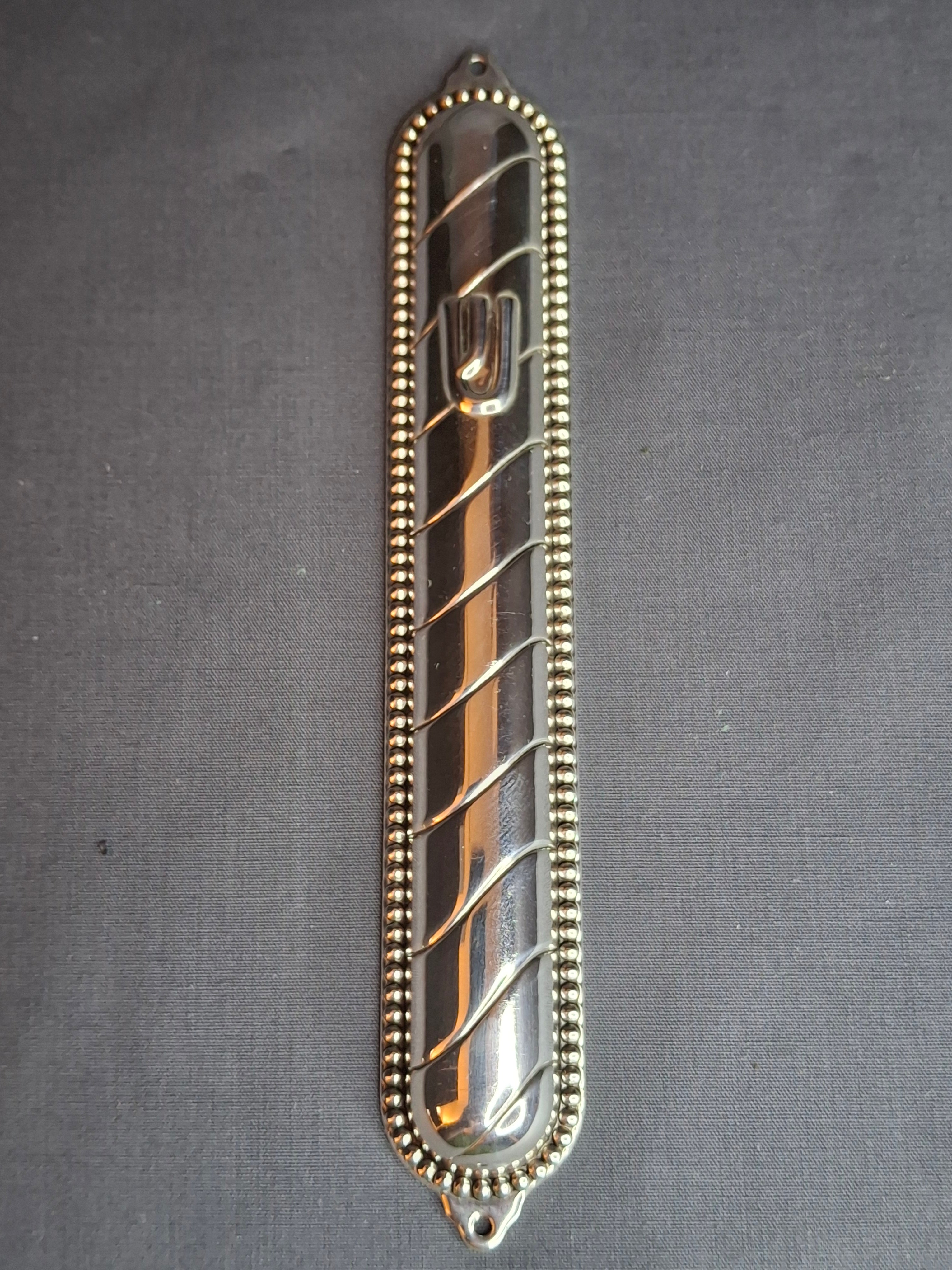 Vintage Masorett Israel Sterling Silver 925 Mezuzah Case Diagonal Ribbed Beaded