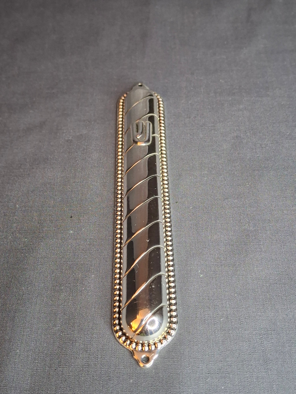 Vintage Masorett Israel Sterling Silver 925 Mezuzah Case Diagonal Ribbed Beaded