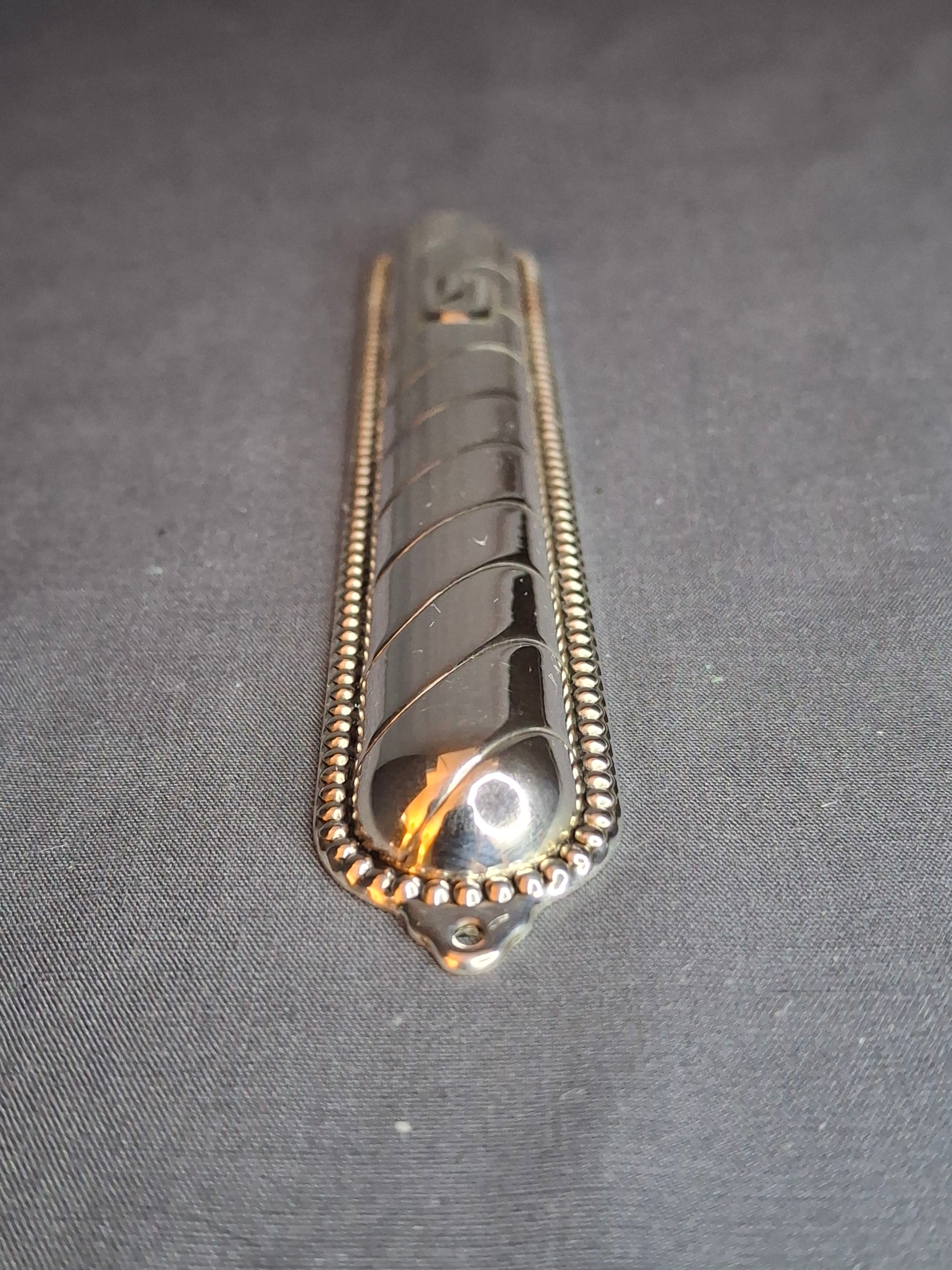 Vintage Masorett Israel Sterling Silver 925 Mezuzah Case Diagonal Ribbed Beaded