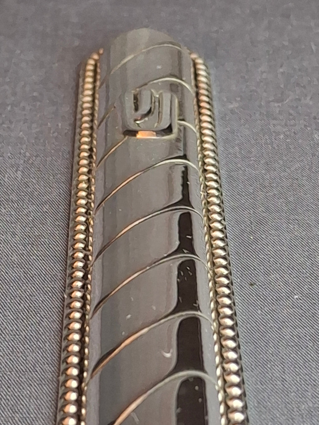Vintage Masorett Israel Sterling Silver 925 Mezuzah Case Diagonal Ribbed Beaded