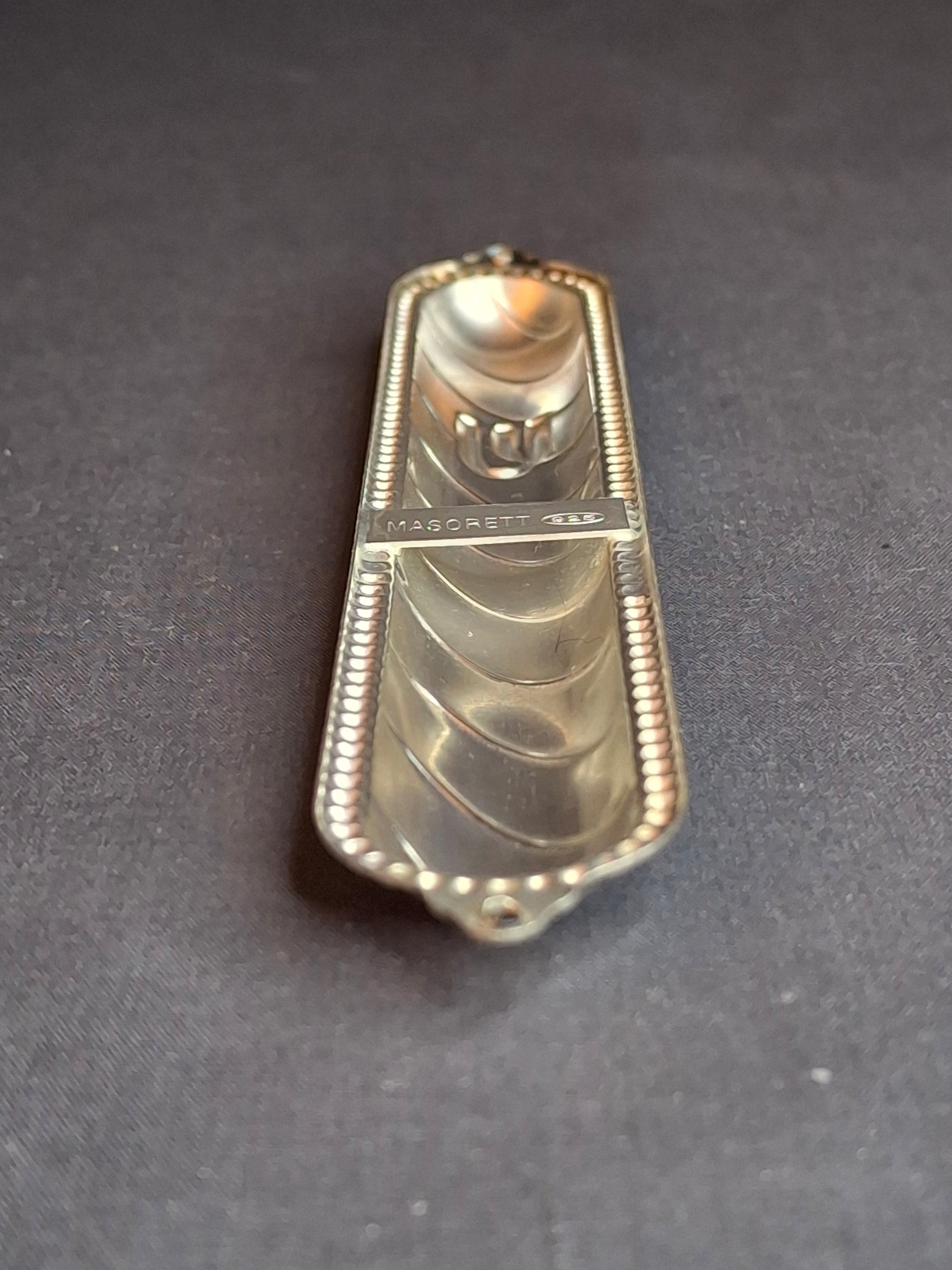 Vintage Masorett Israel Sterling Silver 925 Mezuzah Case Diagonal Ribbed Beaded