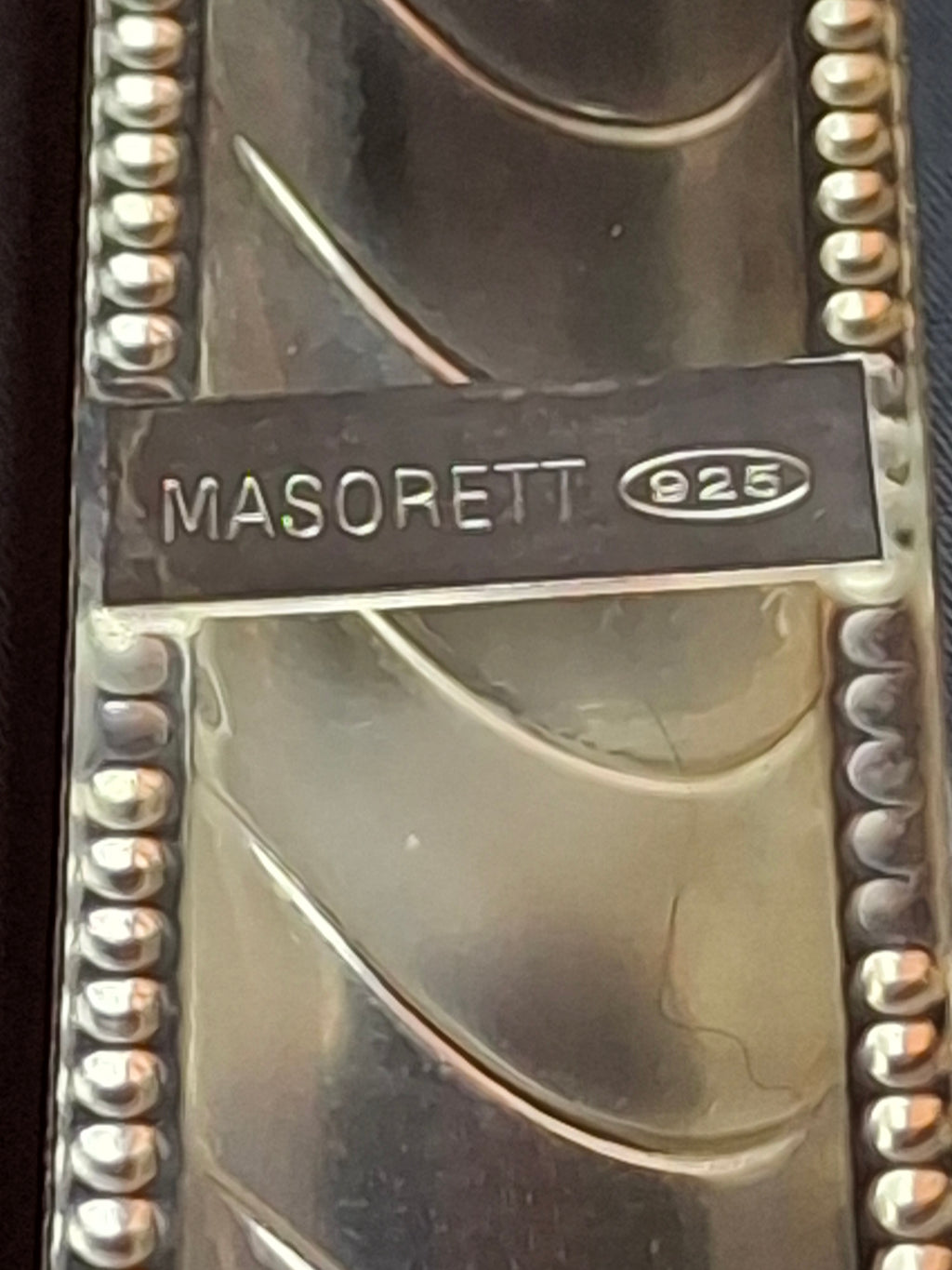 Vintage Masorett Israel Sterling Silver 925 Mezuzah Case Diagonal Ribbed Beaded