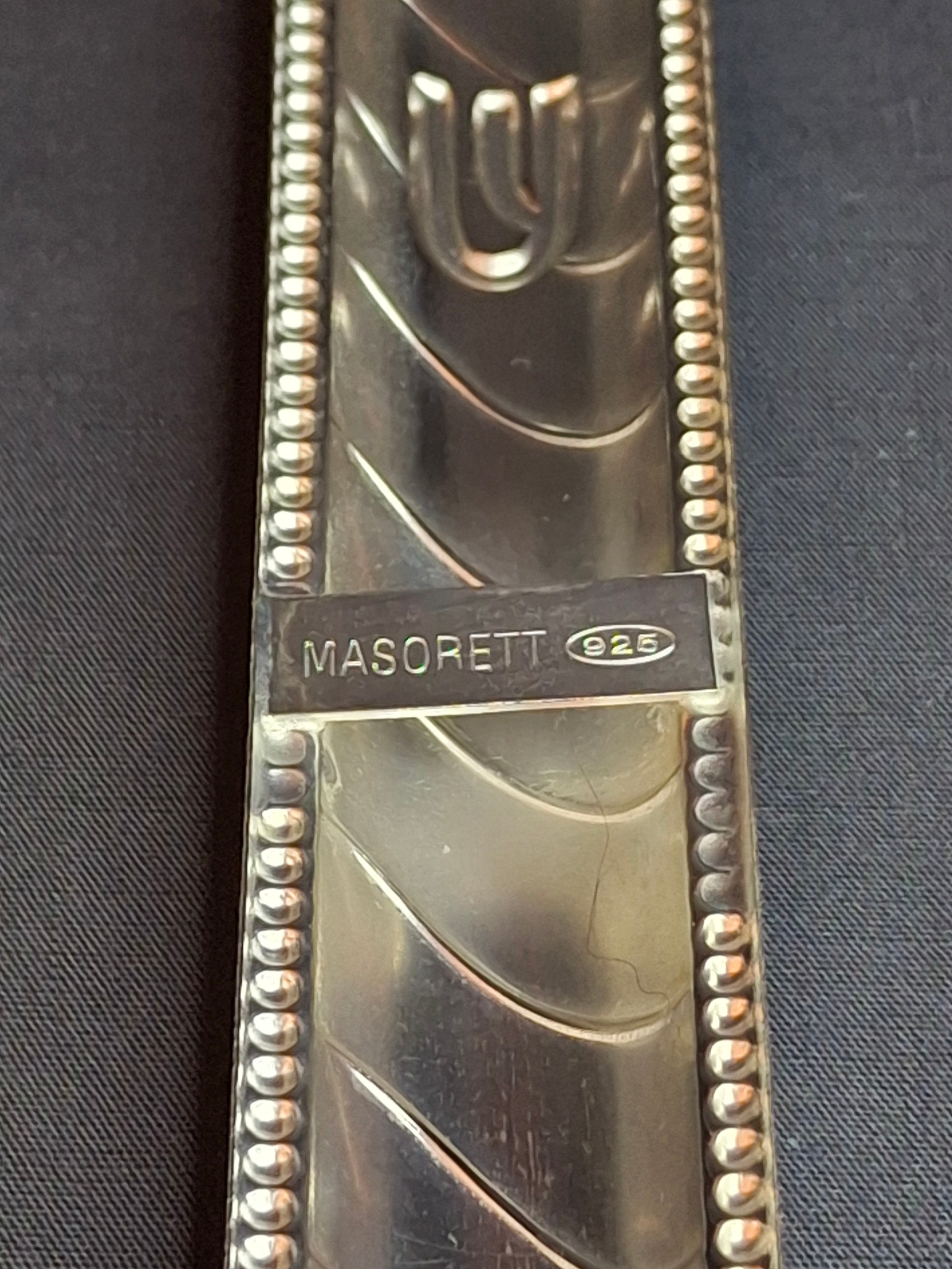 Vintage Masorett Israel Sterling Silver 925 Mezuzah Case Diagonal Ribbed Beaded