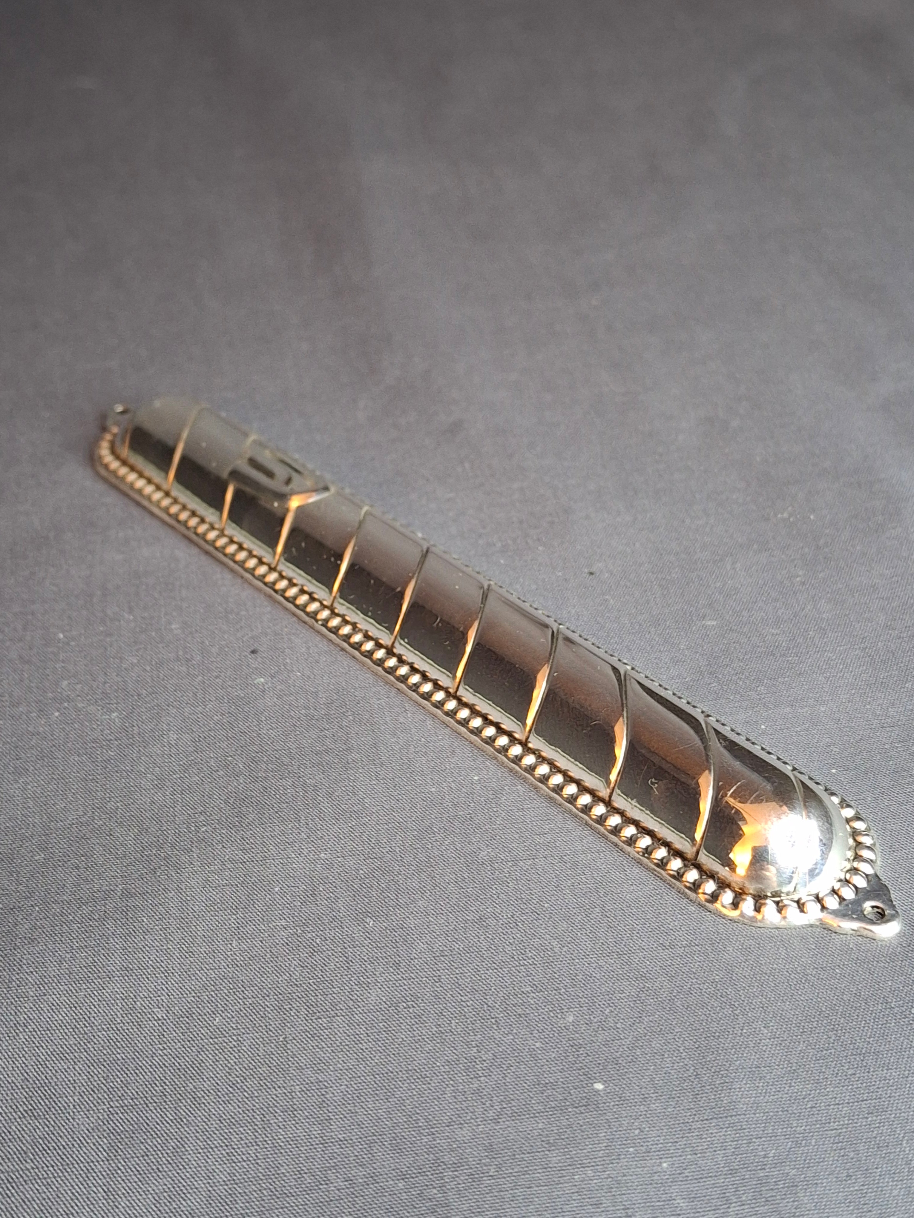 Vintage Masorett Israel Sterling Silver 925 Mezuzah Case Diagonal Ribbed Beaded