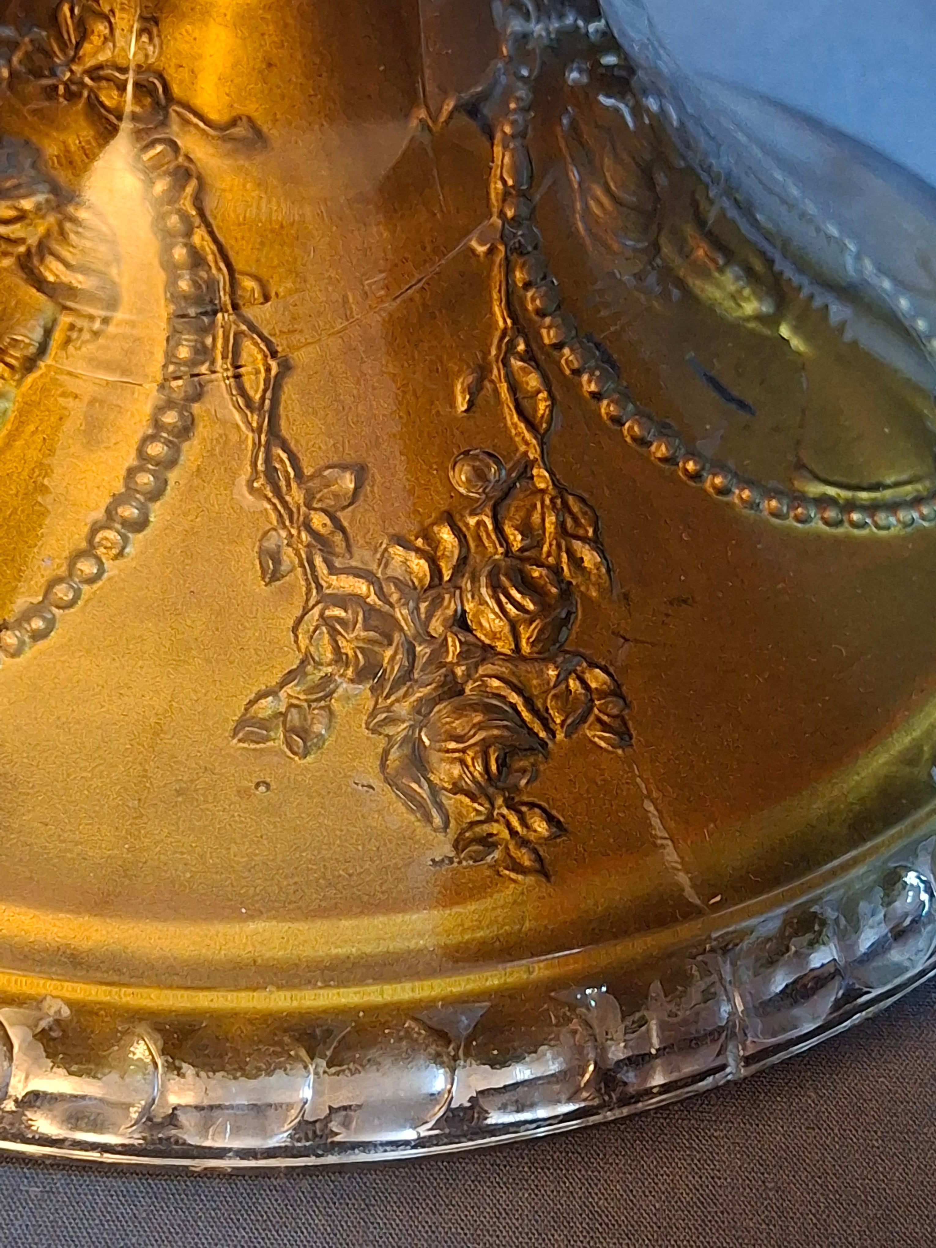 Antique EAPG Riverside Glass No. 423 Empress Kerosene Lamp Gold Intaglio Base 10.75" c. 1894