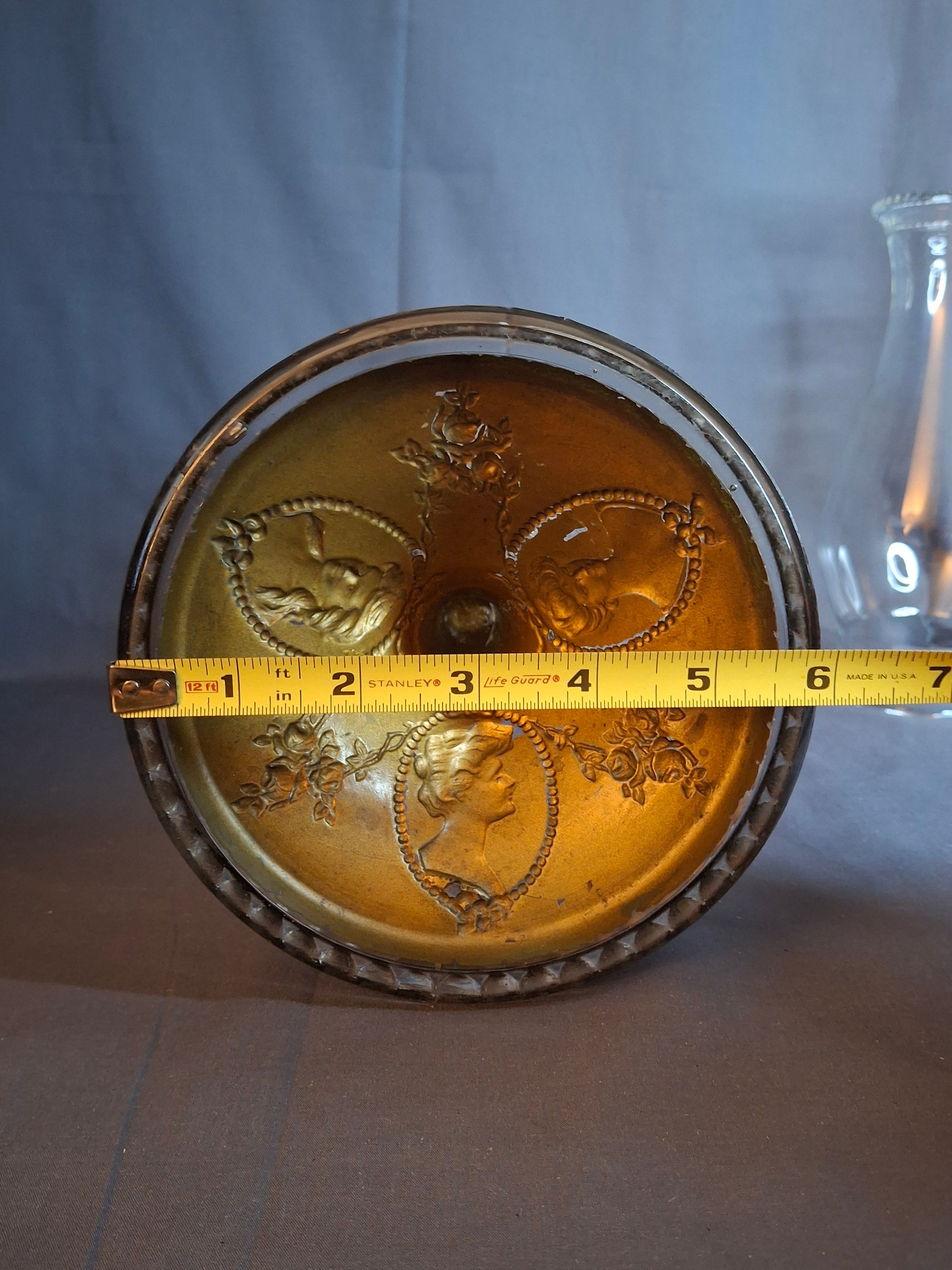 Antique EAPG Riverside Glass No. 423 Empress Kerosene Lamp Gold Intaglio Base 10.75" c. 1894