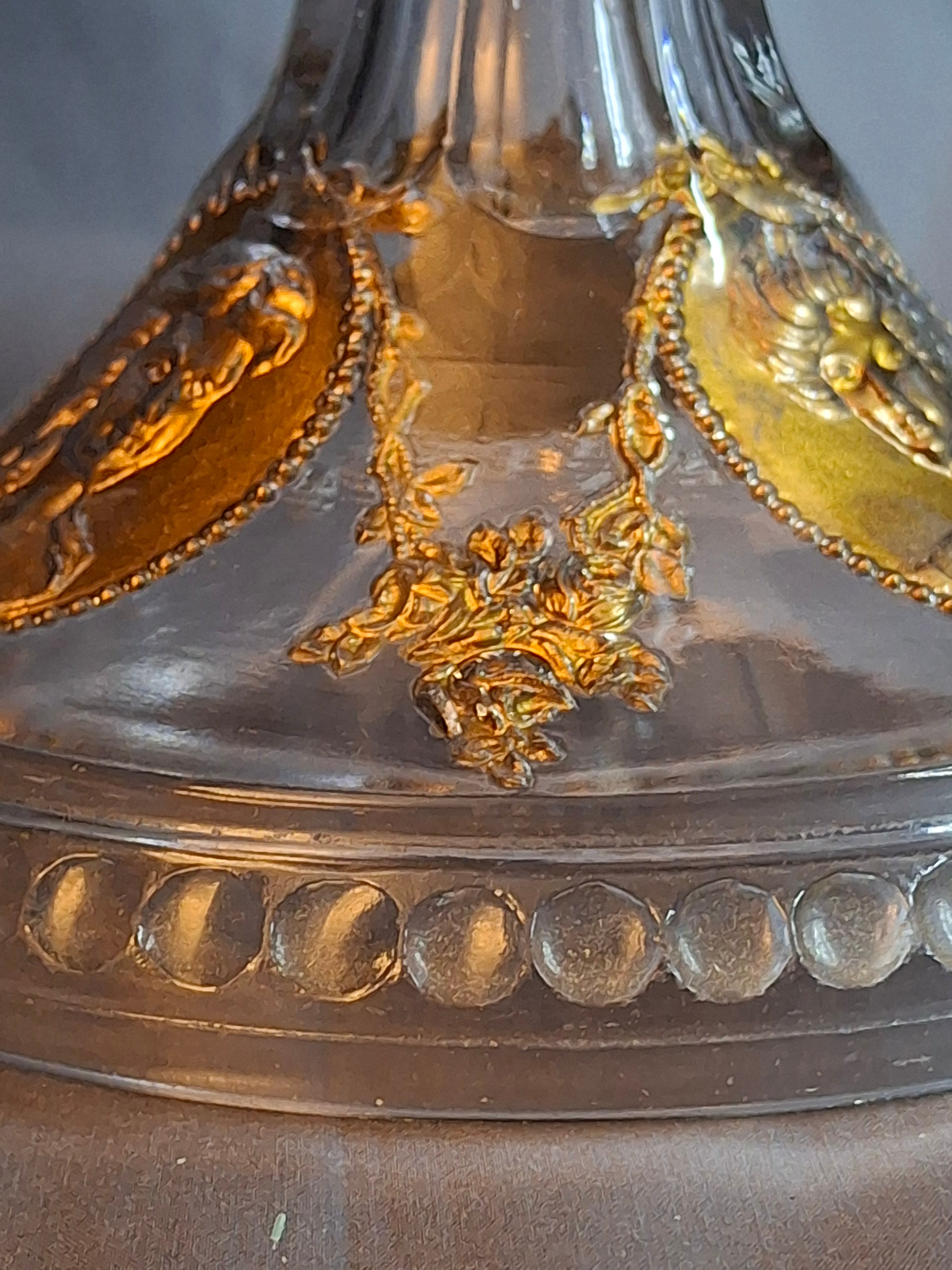 Antique EAPG Riverside Glass No. 423 Empress Kerosene Lamp Gold Intaglio Base 11.75" c.1894