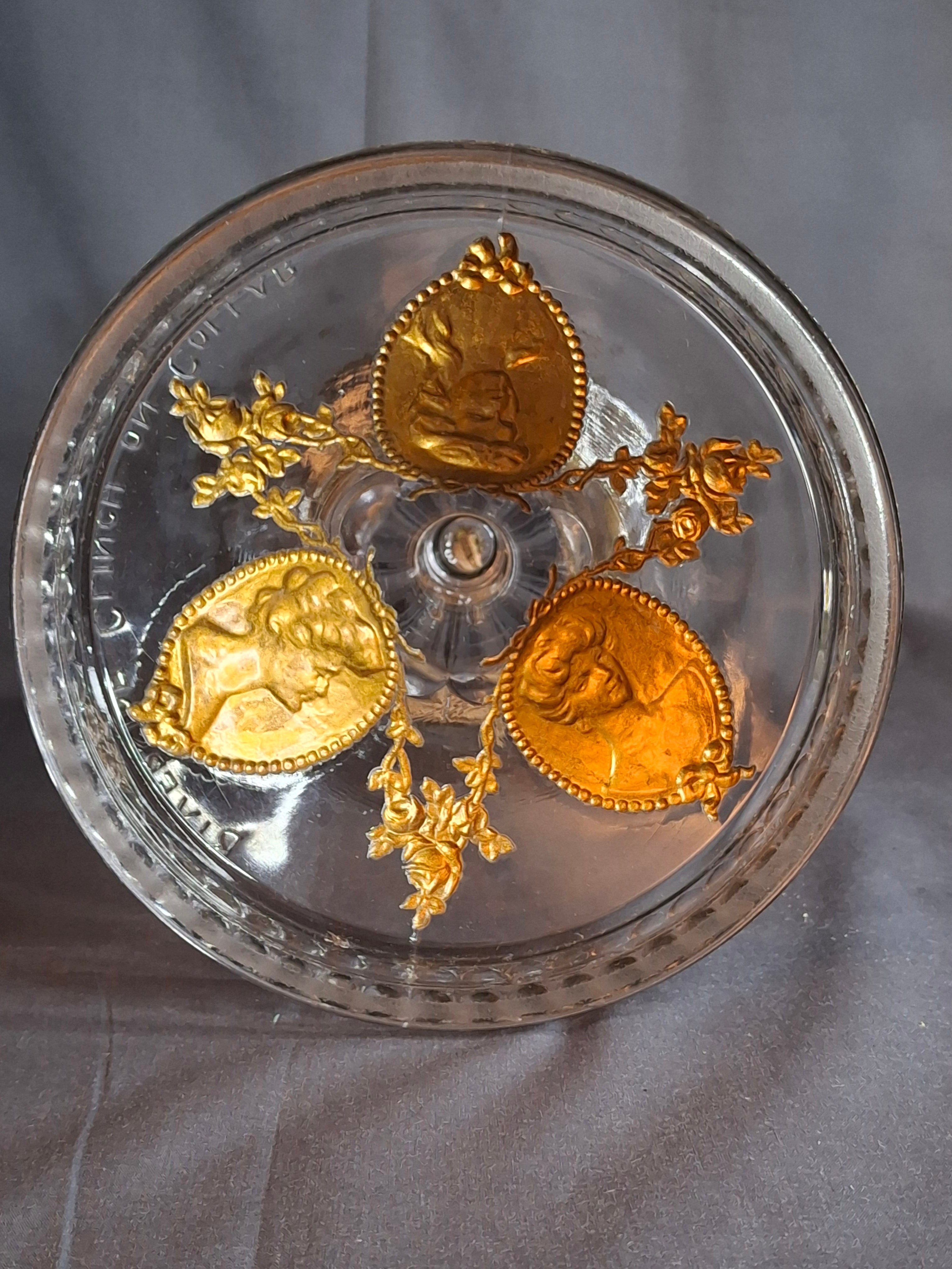 Antique EAPG Riverside Glass No. 423 Empress Kerosene Lamp Gold Intaglio Base 11.75" c.1894