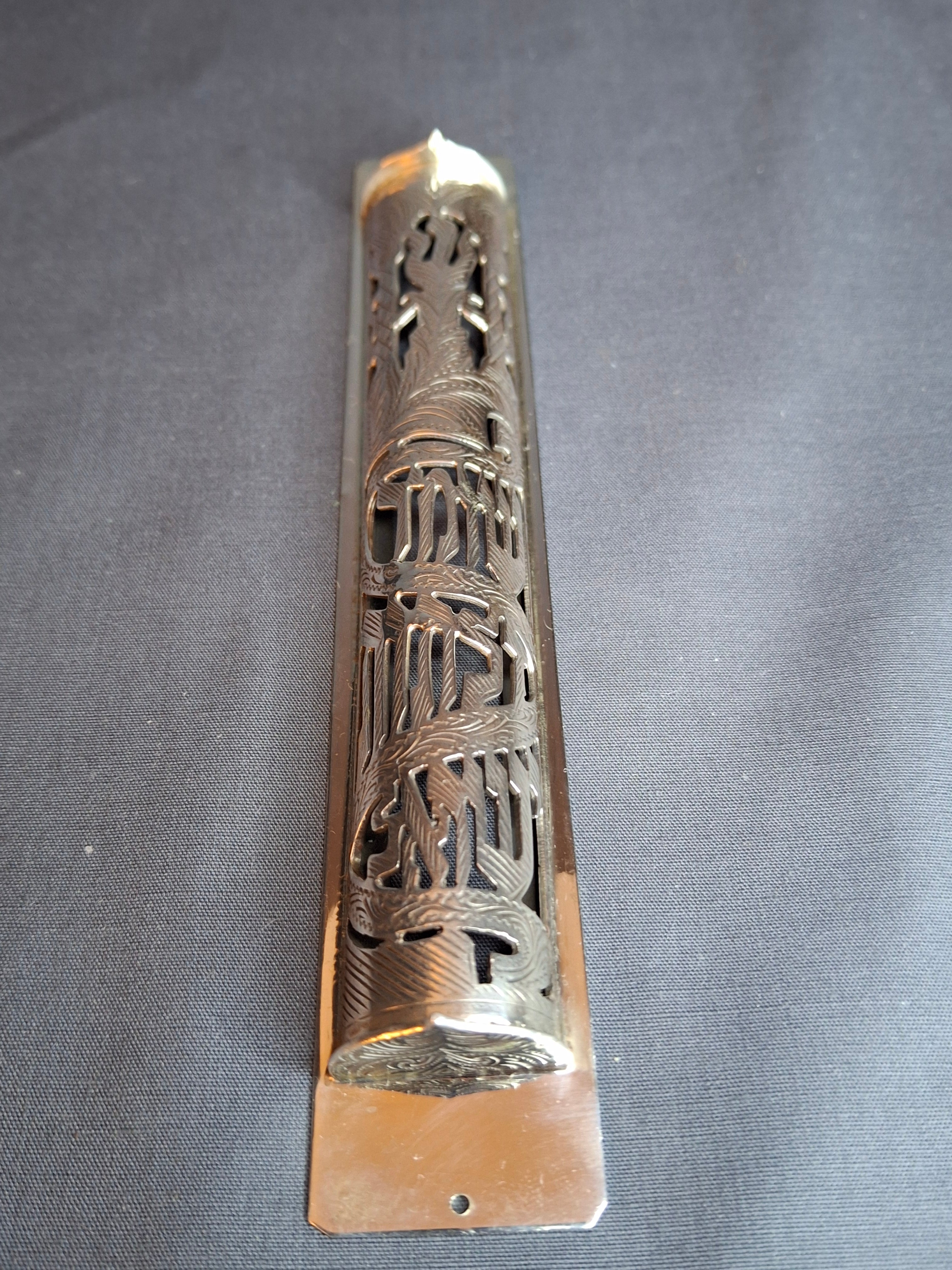 Vintage Netafim Israel Sterling Silver Mezuzah Case Openwork Scrollwork Large 6"