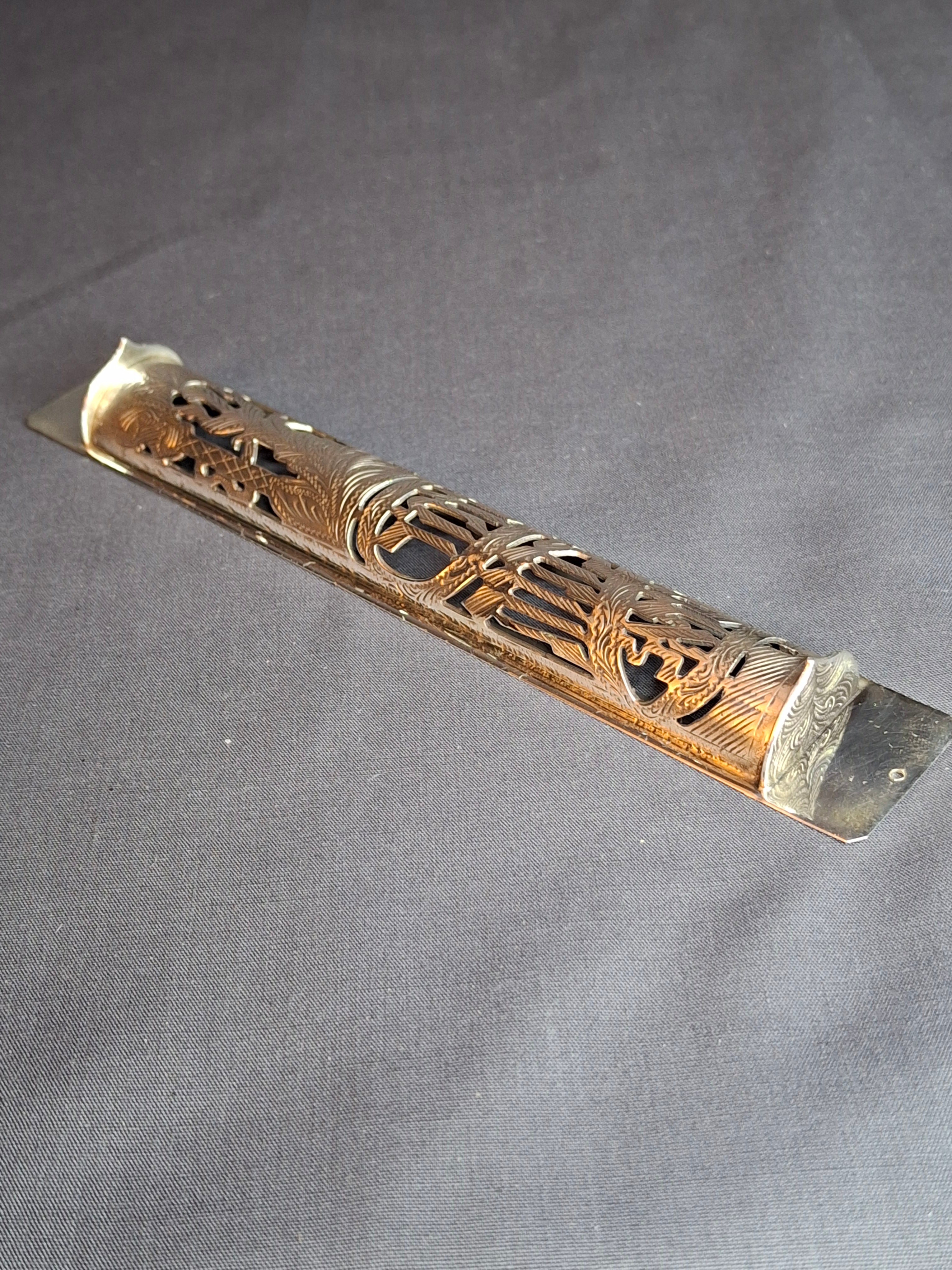 Vintage Netafim Israel Sterling Silver Mezuzah Case Openwork Scrollwork Large 6"