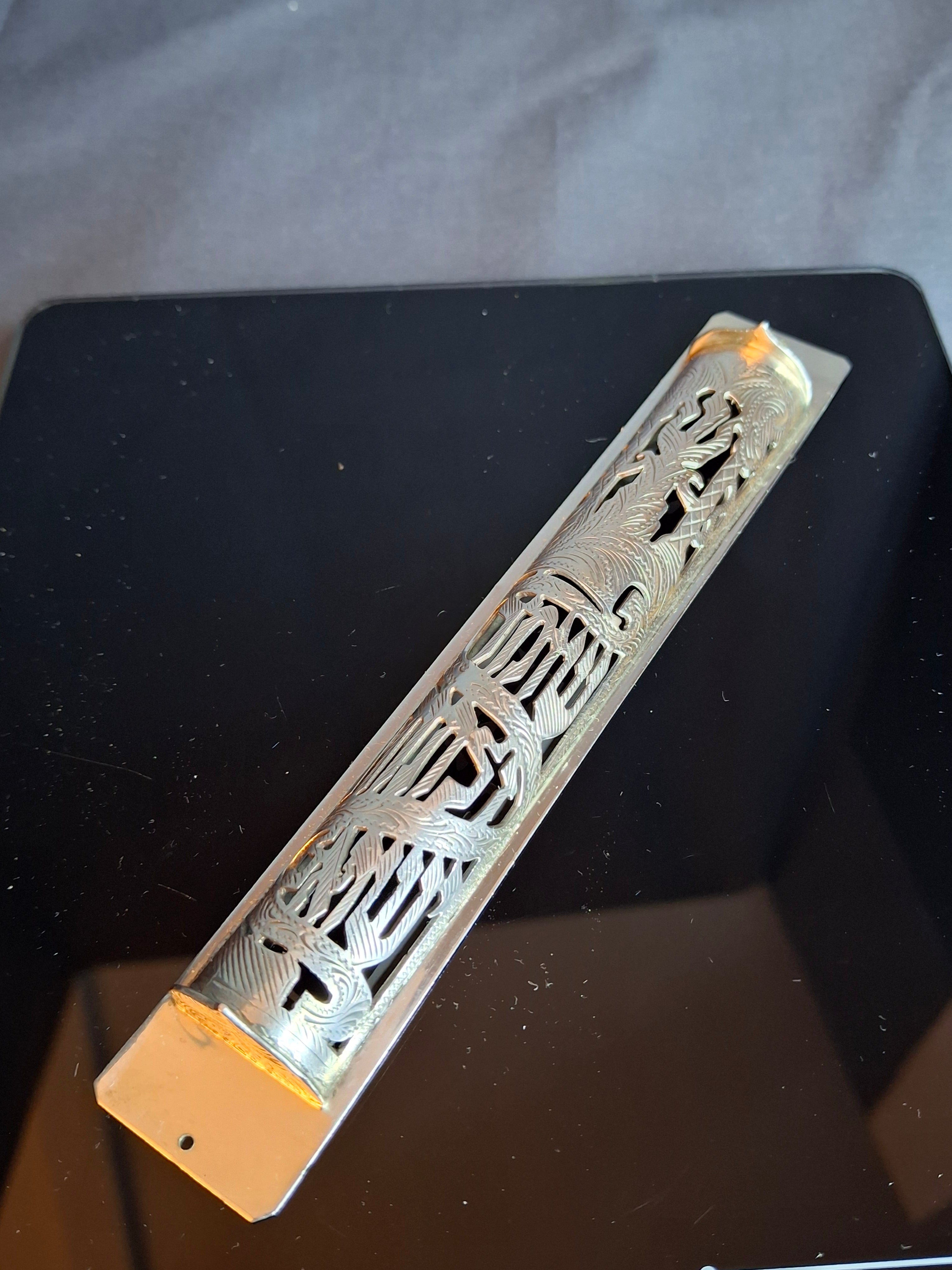 Vintage Netafim Israel Sterling Silver Mezuzah Case Openwork Scrollwork Large 6"
