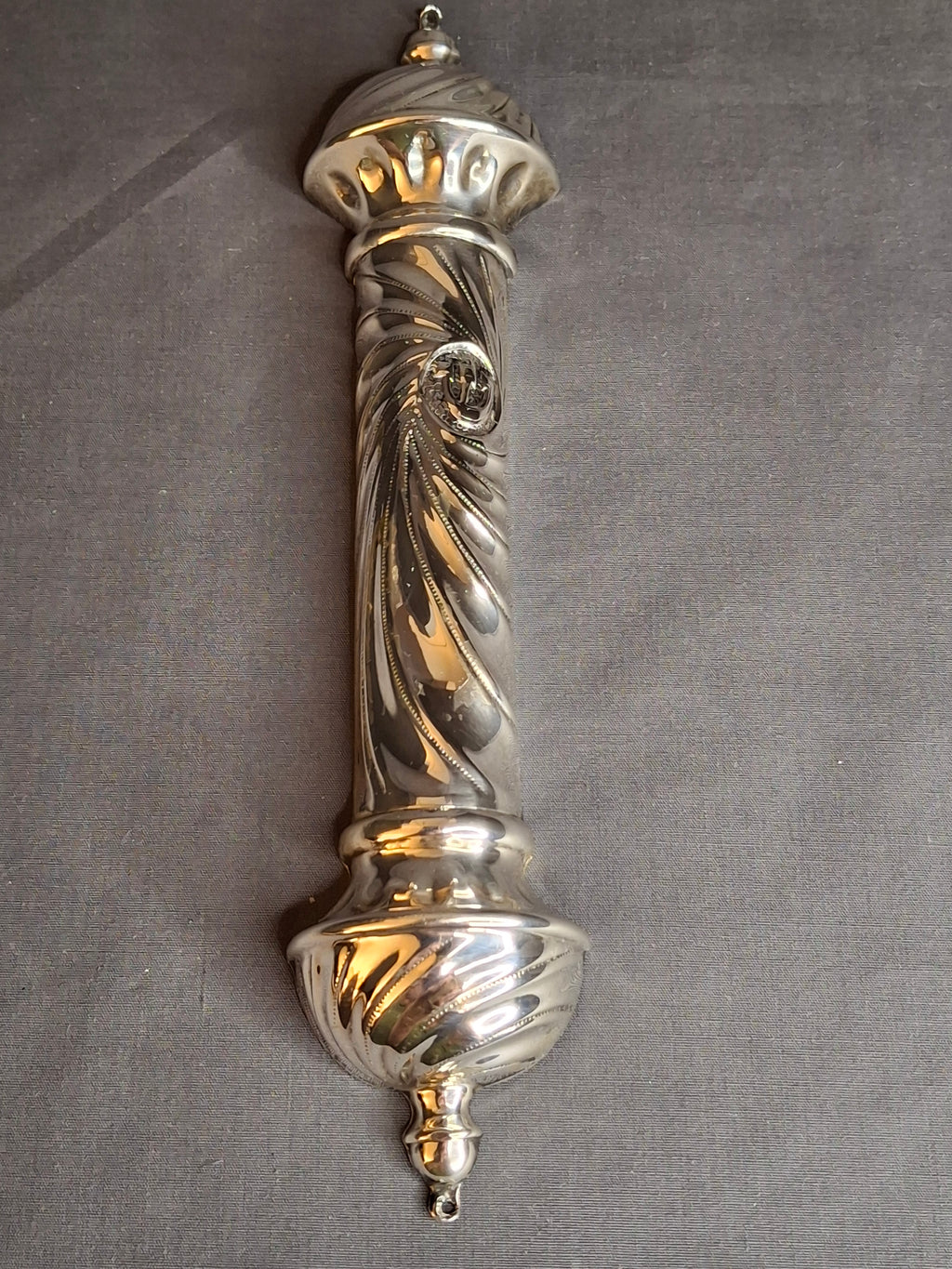 Vintage HAZORFIM Israel 925 Sterling Silver MEZUZAH Case, Spiral Swirl Repousse
