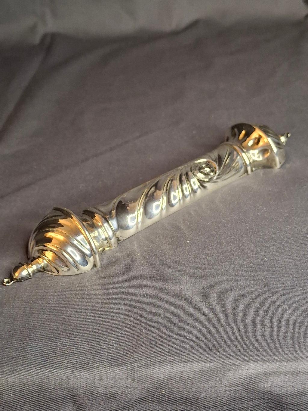 Vintage HAZORFIM Israel 925 Sterling Silver MEZUZAH Case, Spiral Swirl Repousse