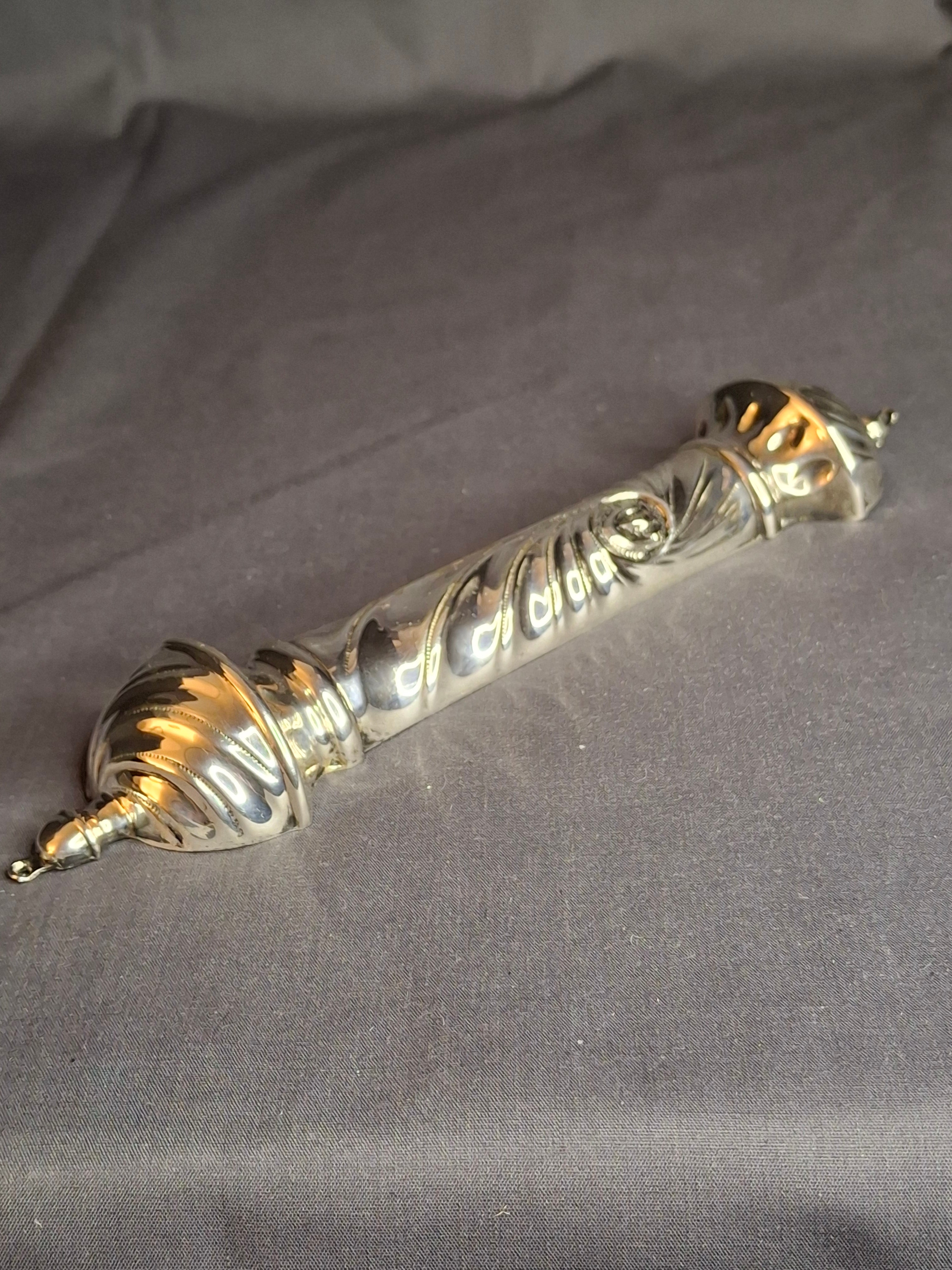 Vintage HAZORFIM Israel 925 Sterling Silver MEZUZAH Case, Spiral Swirl Repousse