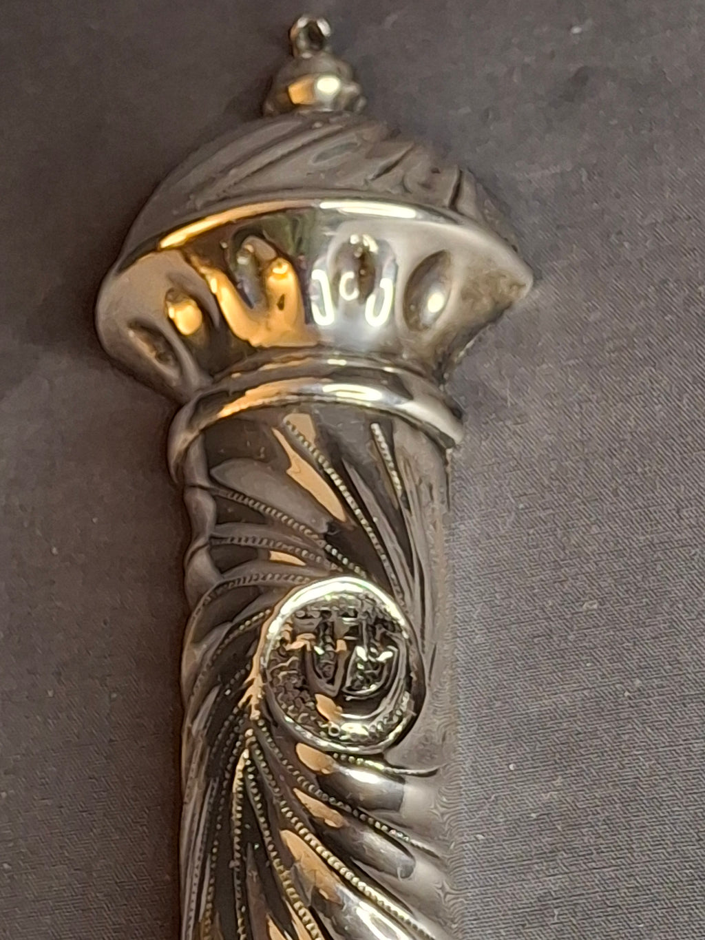 Vintage HAZORFIM Israel 925 Sterling Silver MEZUZAH Case, Spiral Swirl Repousse