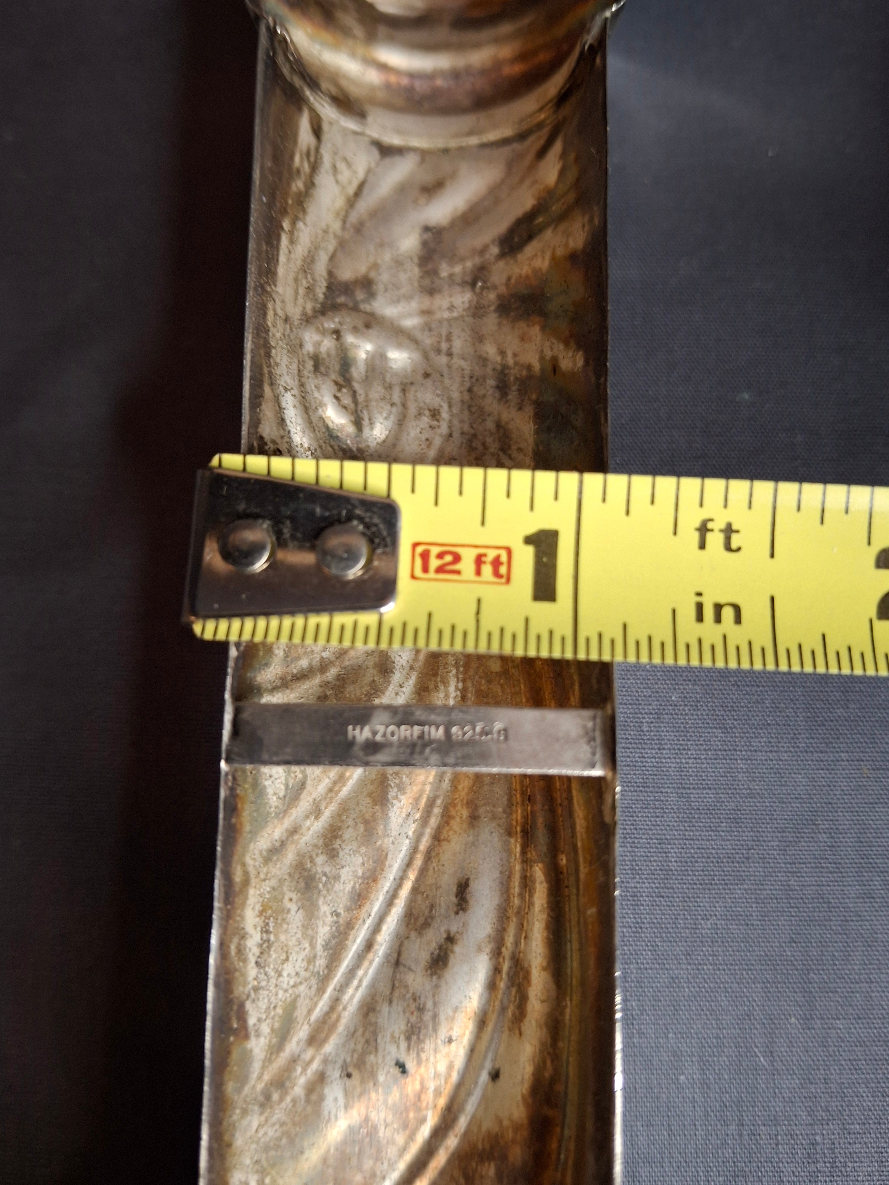 Vintage HAZORFIM Israel 925 Sterling Silver MEZUZAH Case, Spiral Swirl Repousse