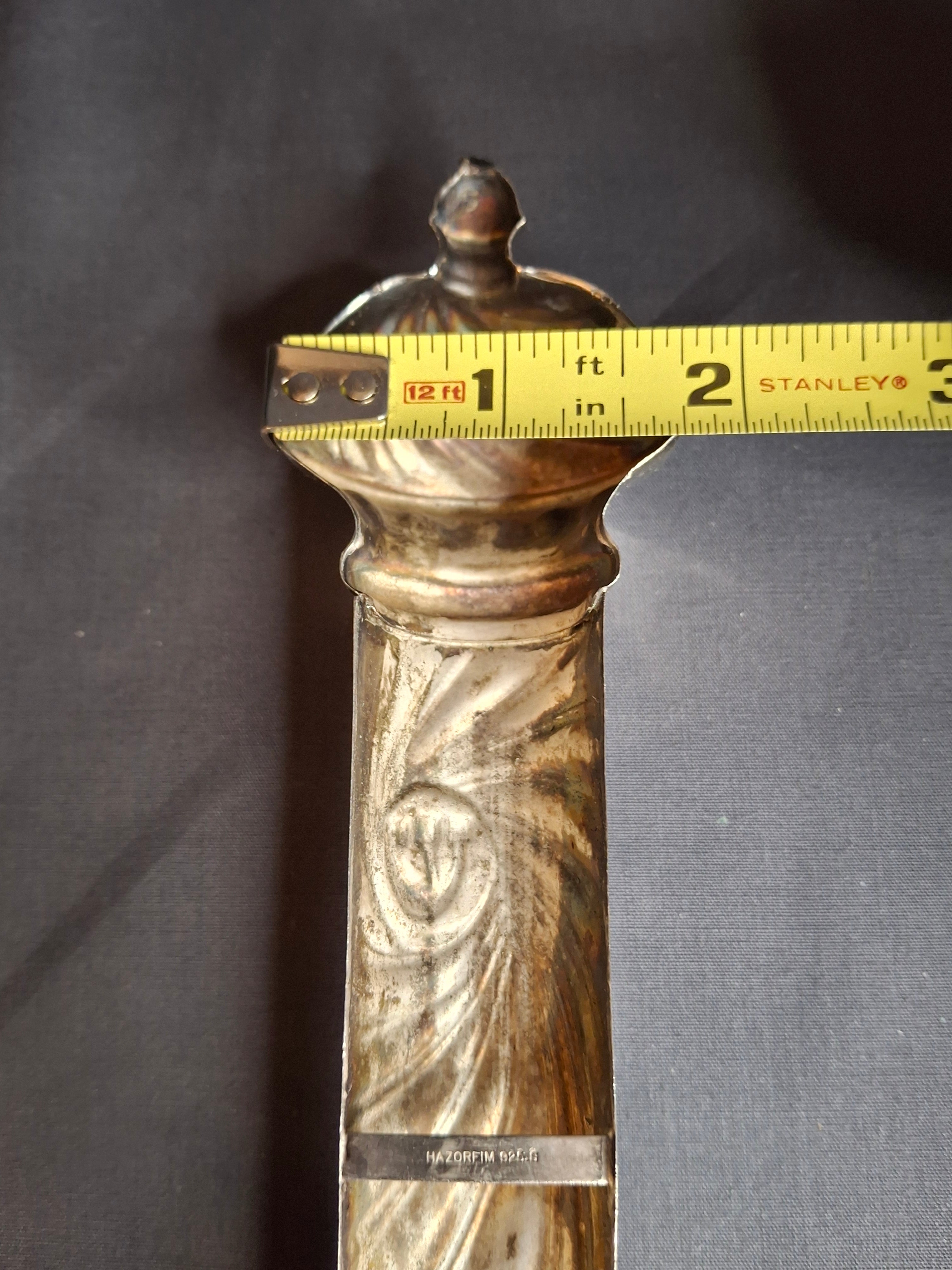 Vintage HAZORFIM Israel 925 Sterling Silver MEZUZAH Case, Spiral Swirl Repousse